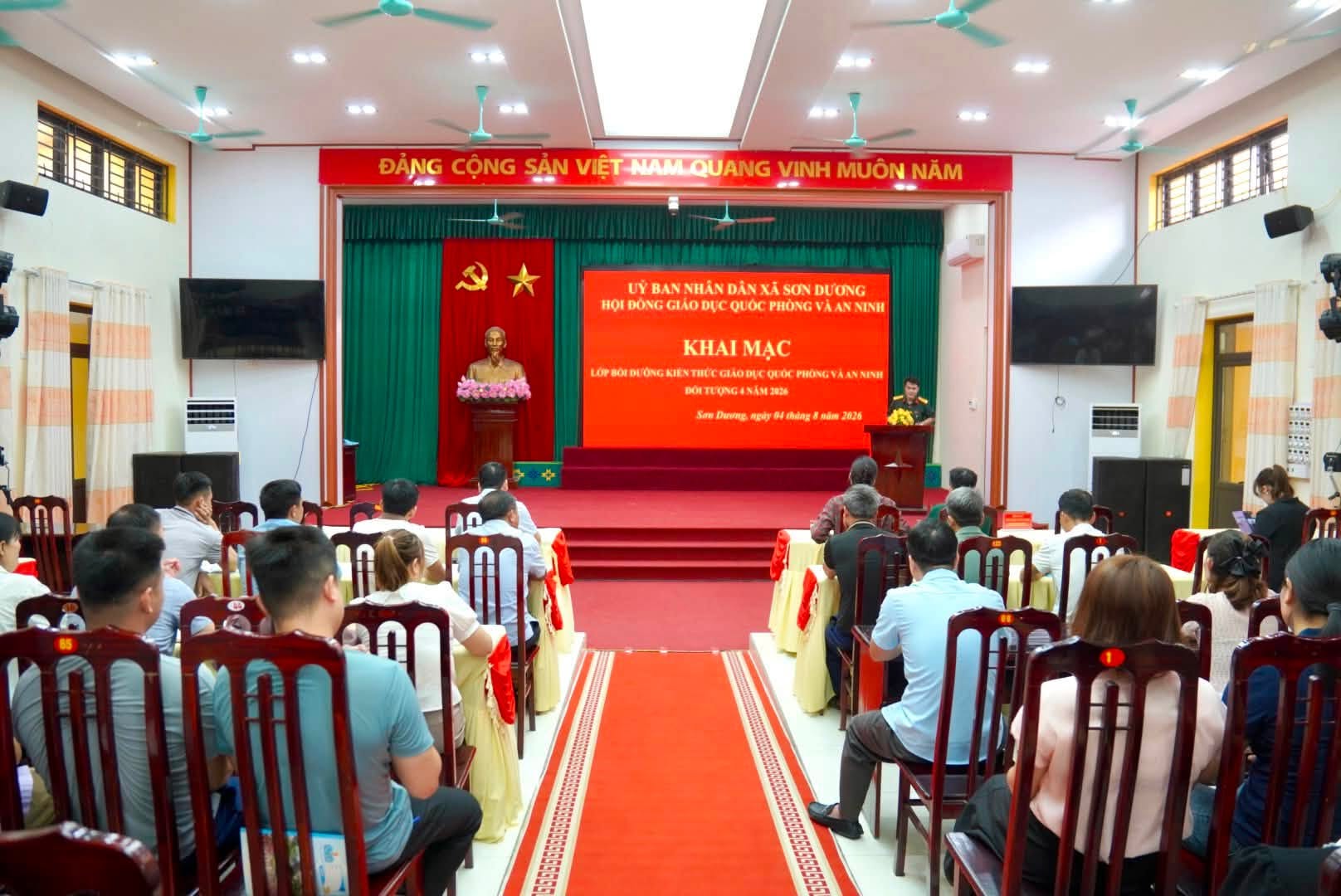 Xã Sơn Dương khai mạc lớp bồi dưỡng kiến thức quốc phòng và an ninh đối tượng 4 năm 2026