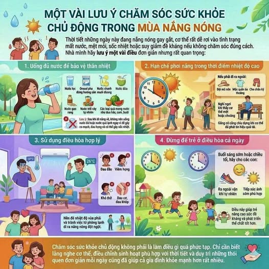 Một vài lưu ý chăm sóc sức khỏe chủ động trong mùa nắng nóng