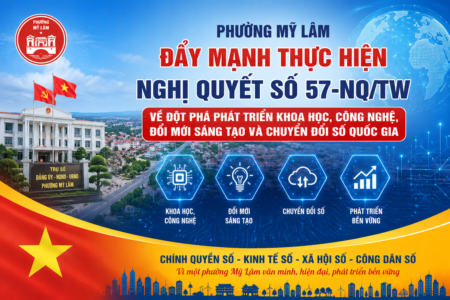 PHƯỜNG MỸ LÂM ĐẨY MẠNH THỰC HIỆN NGHỊ QUYẾT SỐ 57-NQ/TW VỀ PHÁT TRIỂN KHOA HỌC, CÔNG NGHỆ, ĐỔI MỚI SÁNG TẠO VÀ CHUYỂN ĐỔI SỐ