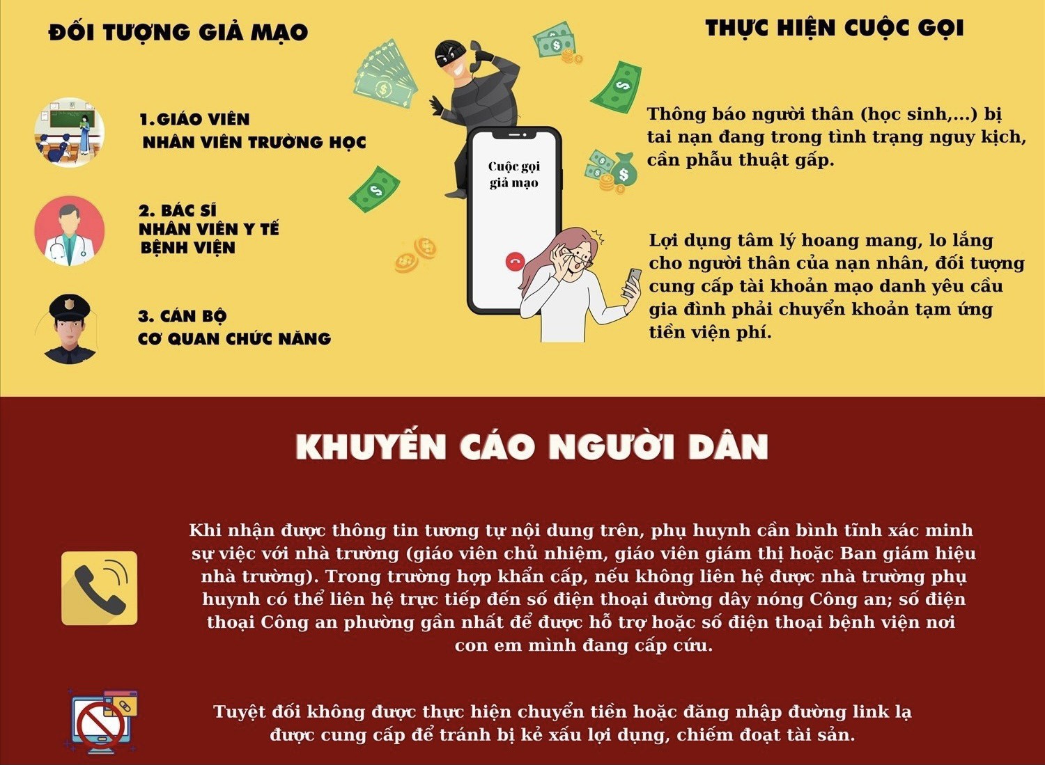 Giả danh cơ sở giáo dục, y tế... thông báo người thân gặp tai nạn
