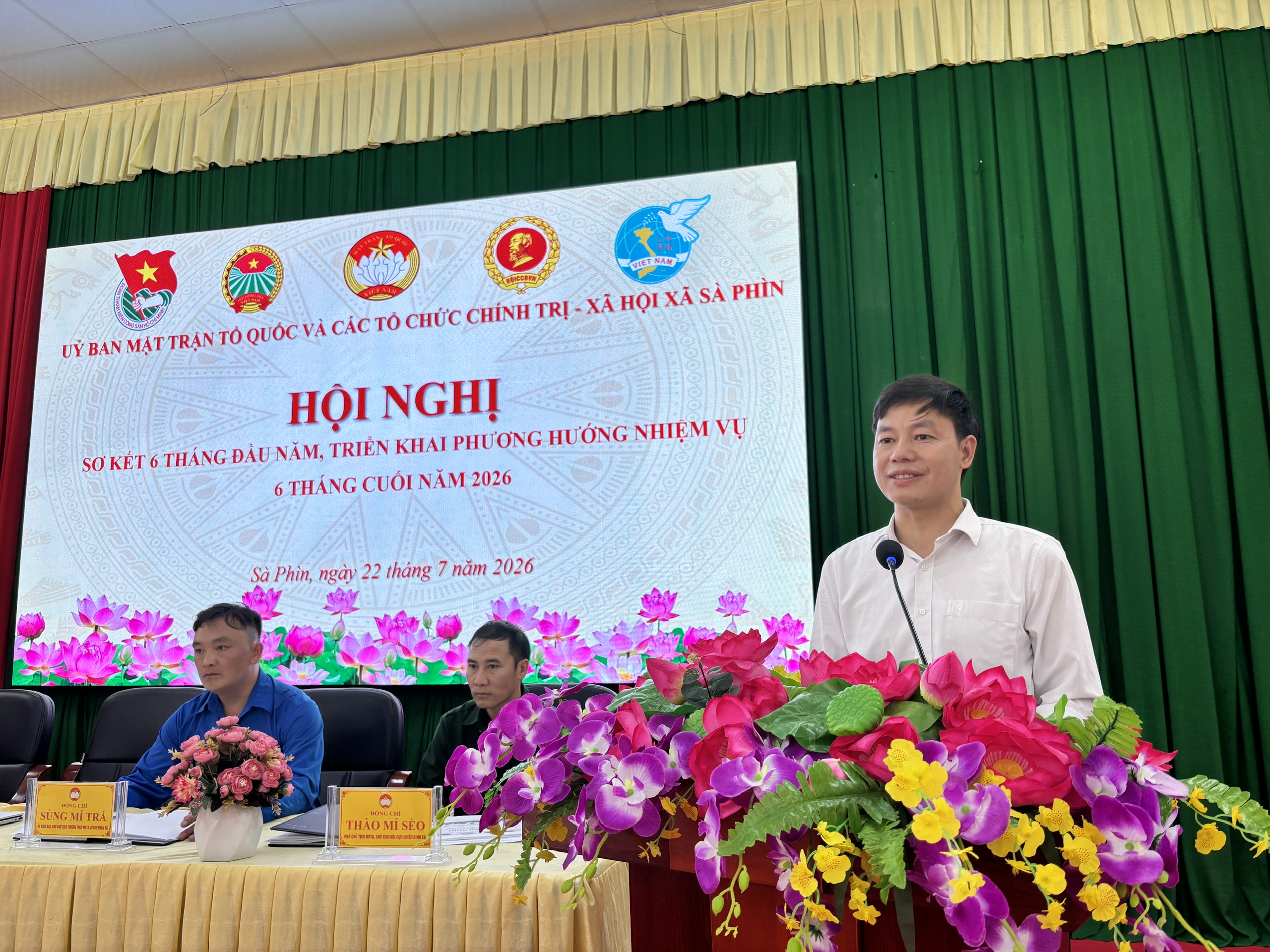 HỘI NGHỊ SƠ KẾT CÔNG TÁC MẶT TRẬN VÀ CÁC TỔ CHỨC CHÍNH TRỊ - XÃ HỘI XÃ SÀ PHÌN 6 THÁNG ĐẦU NĂM 2026