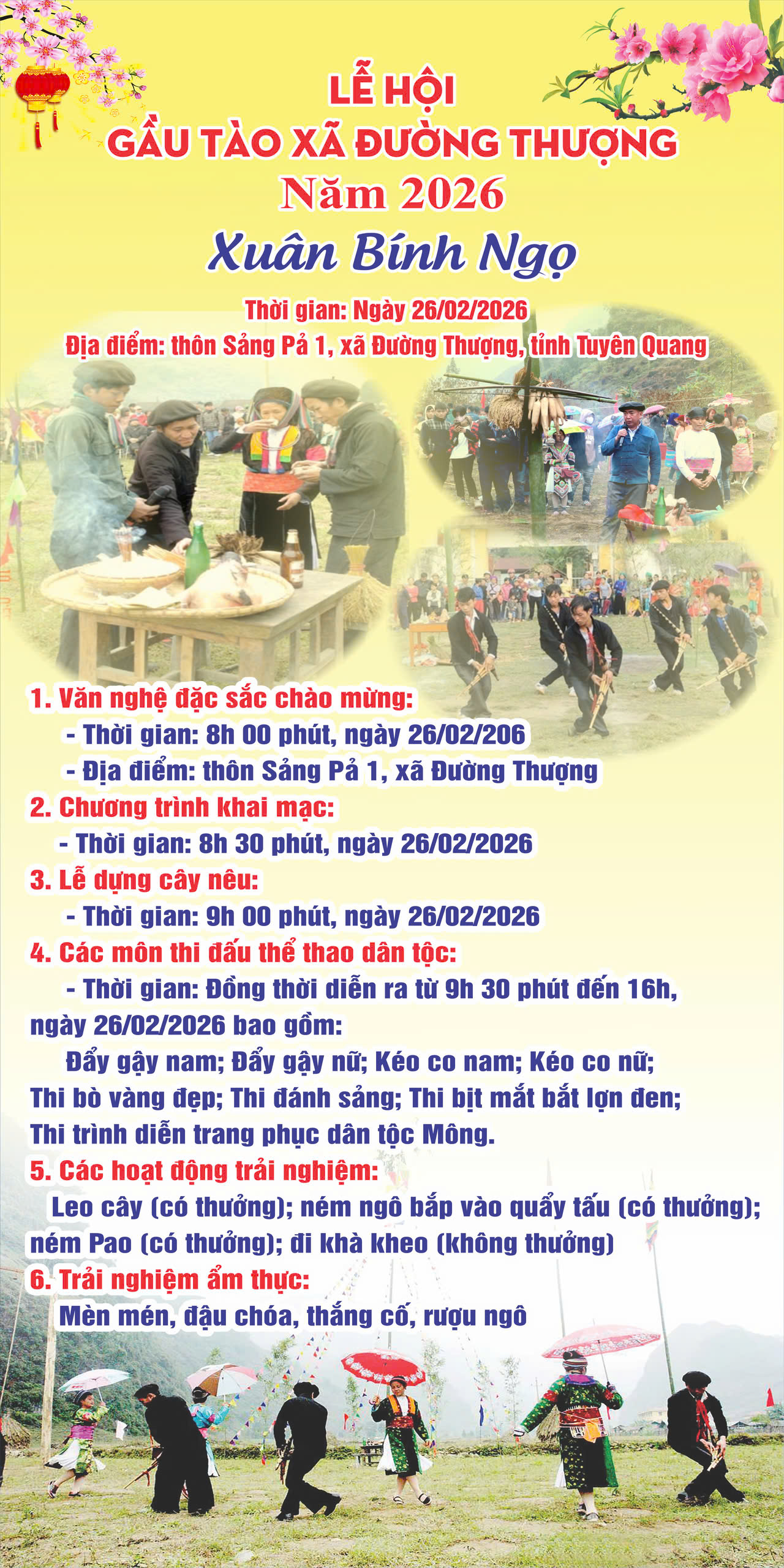 XÃ ĐƯỜNG THƯỢNG TỔ CHỨC LỄ HỘI GẦU TÀO NĂM 2026 – KÍNH MỜI NHÂN DÂN ĐẾN XEM VÀ CỔ VŨ