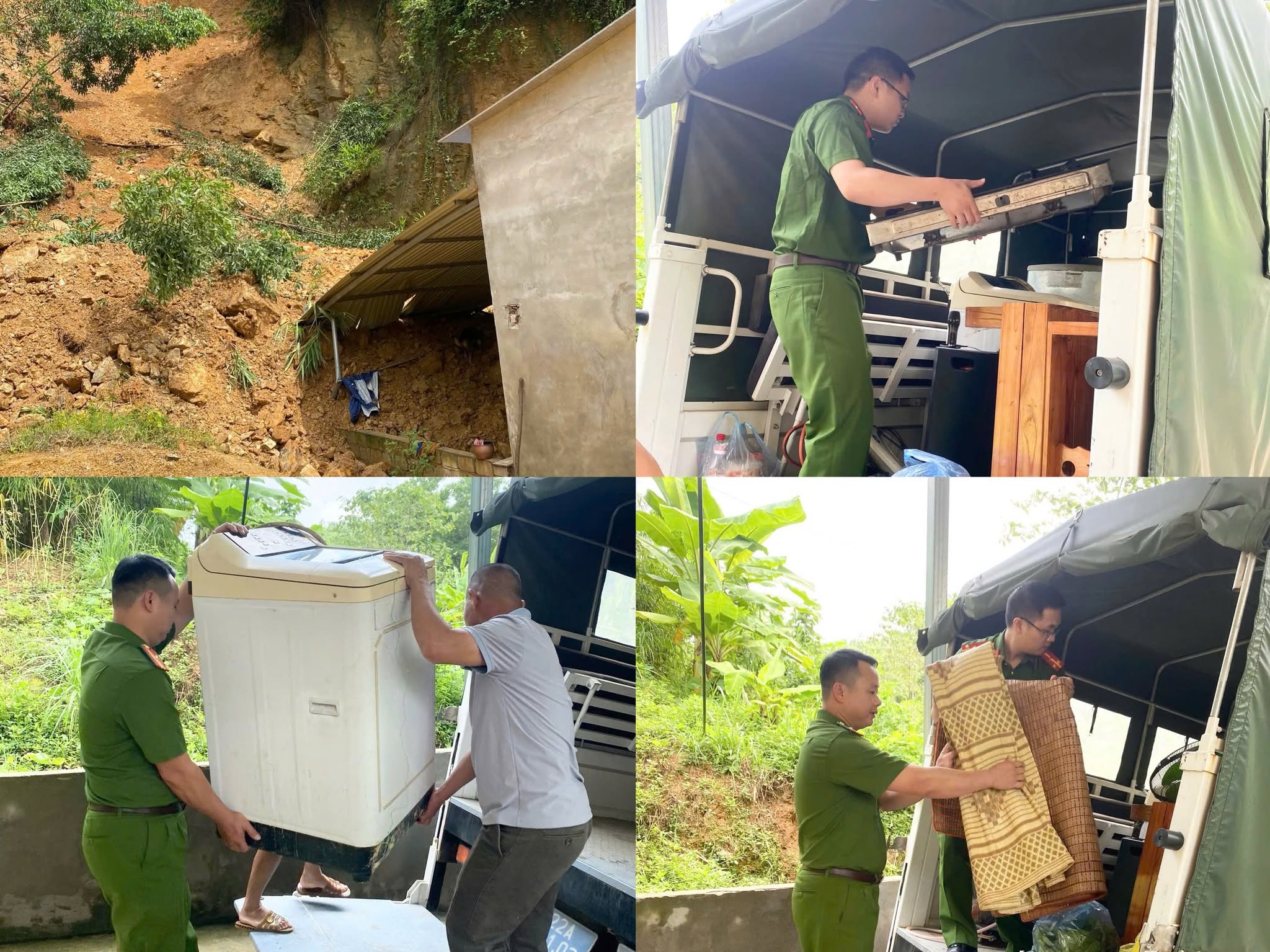 CÔNG AN XÃ KỊP THỜI HỖ TRỢ NGƯỜI DÂN DI CHUYỂN KHỎI KHU VỰC SẠT LỞ ĐẾN NƠI AN TOÀN