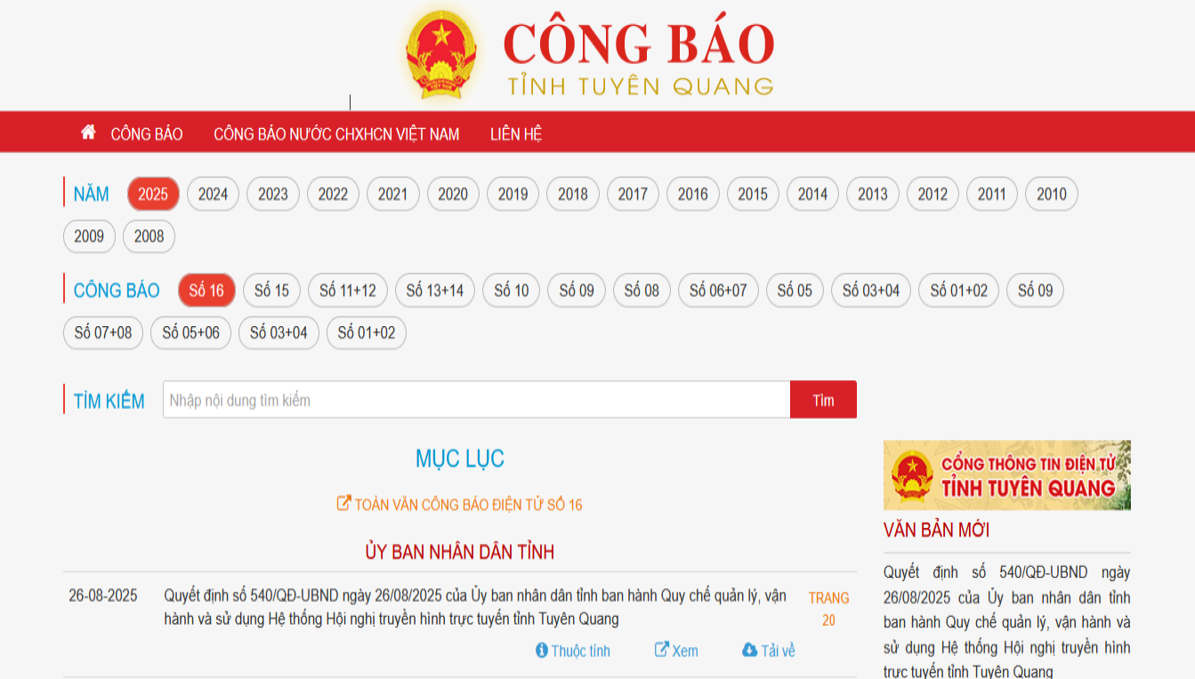 Hướng dẫn mới thực hiện quy định Công báo điện tử từ ngày 05/9/2025