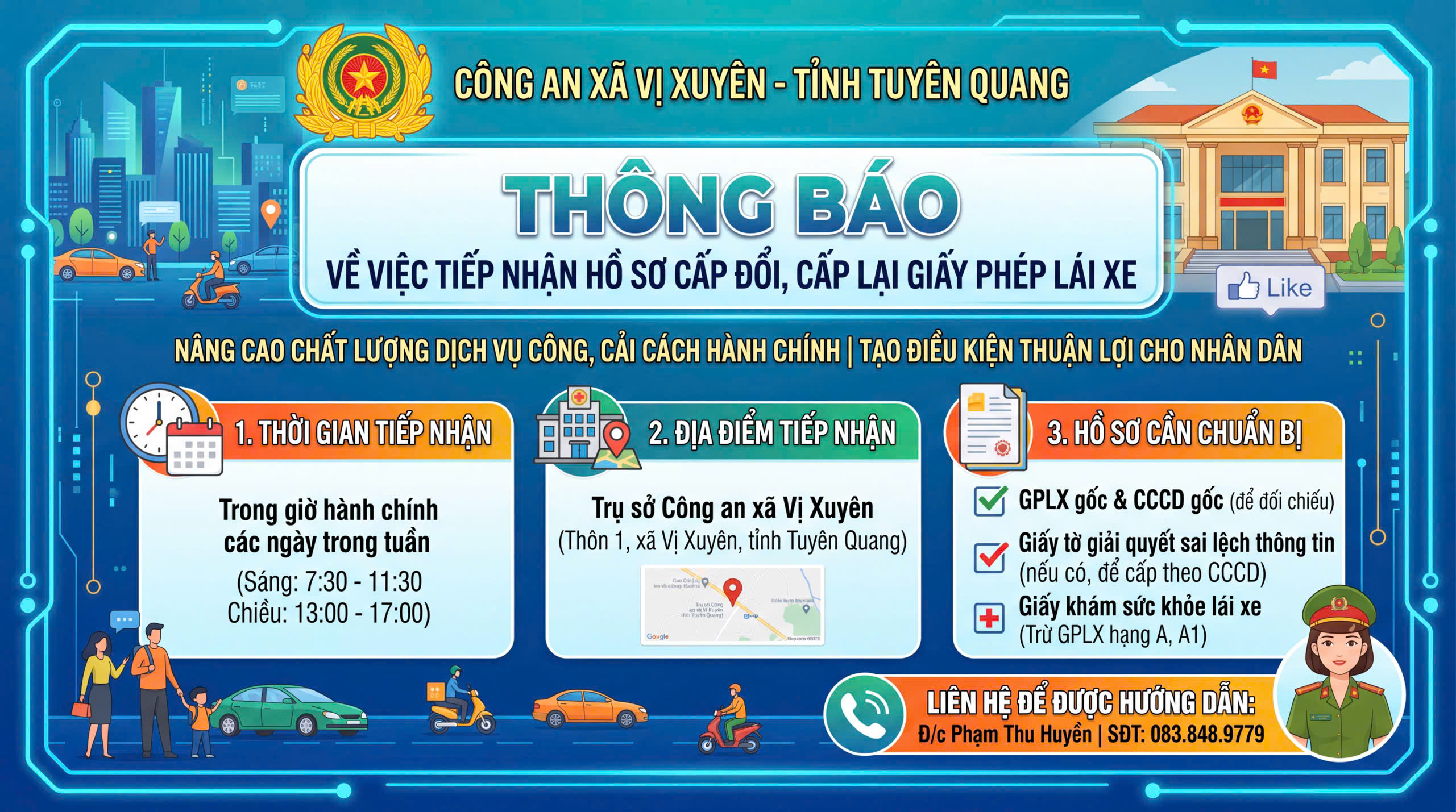 Thông báo: Về việc tiếp nhận hồ sơ cấp đổi, cấp lại Giấy phép lái xe