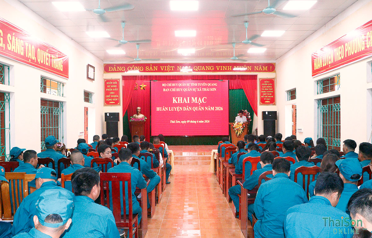 Xã Thái Sơn tổ chức khai mạc huấn luyện dân quân năm 2026