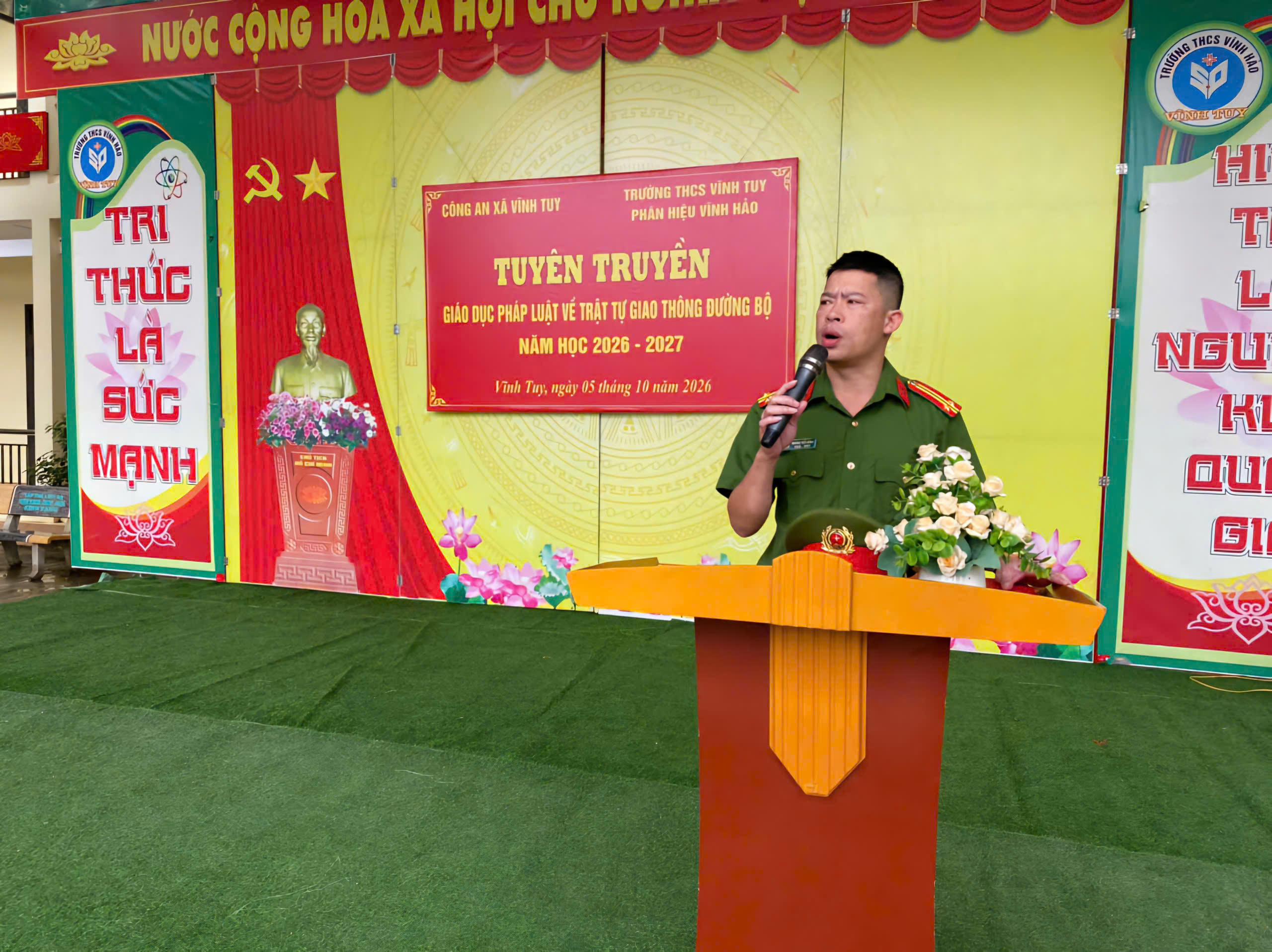 CÔNG AN XÃ VĨNH TUY TỔ CHỨC TUYÊN TRUYỀN, PHỔ BIẾN PHÁP LUẬT TẠI TRƯỜNG THCS VĨNH TUY – PHÂN HIỆU VĨNH HẢO