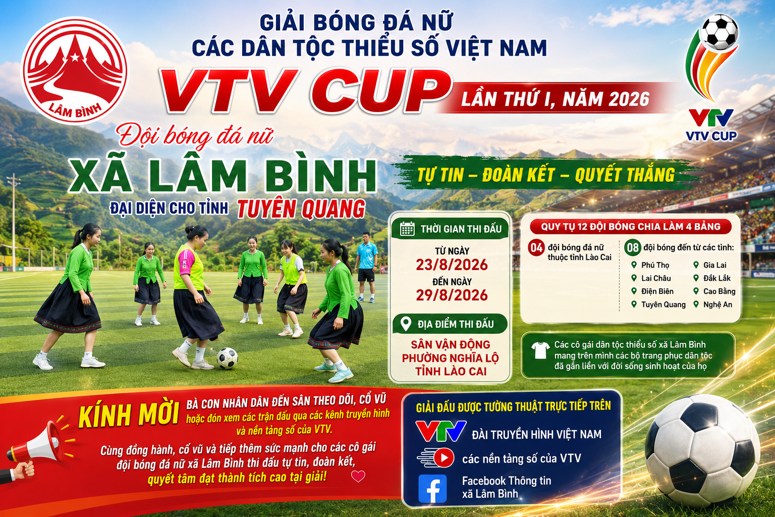 TIẾP LỬA ĐỘI BÓNG ĐÁ NỮ XÃ LÂM BÌNH TẠI VTV CUP 2026