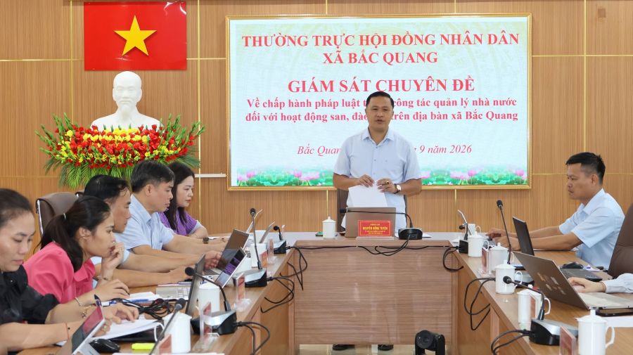 Thường trực HĐND xã Bắc Quang tổ chức giám sát công tác quản lý nhà nước đối với hoạt động san, đào đất trên địa bàn xã