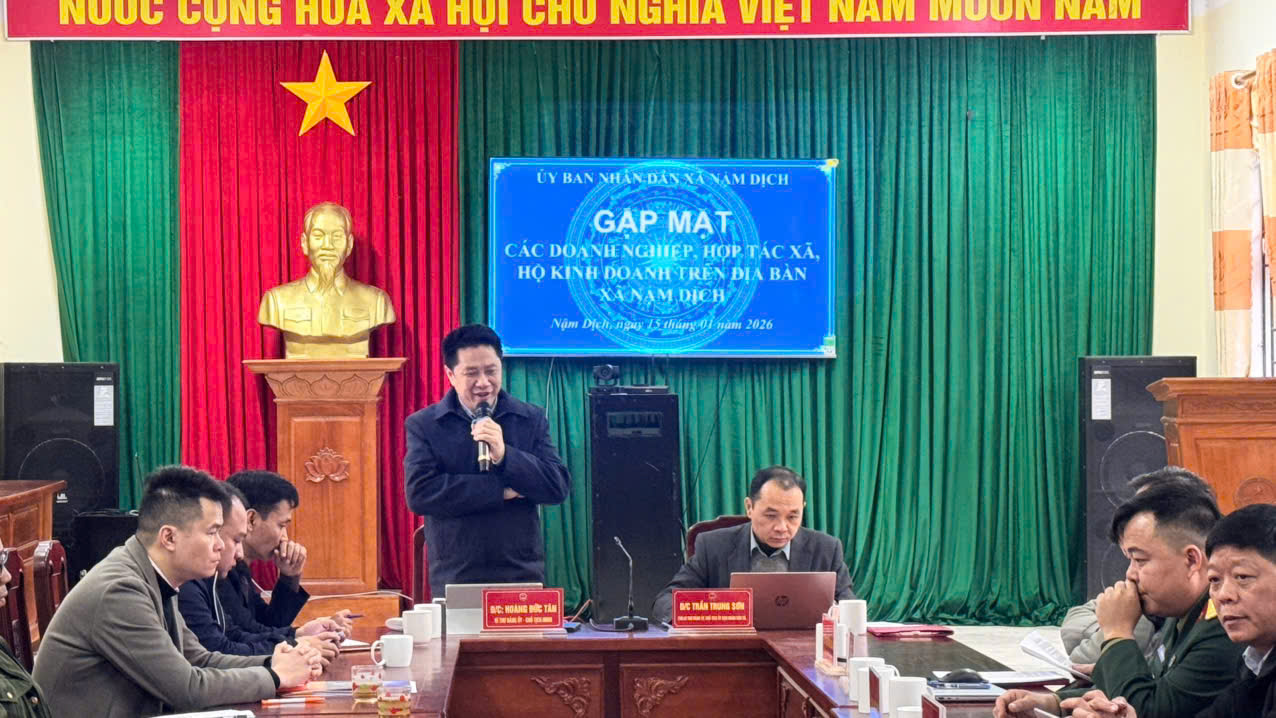 UBND XÃ NẬM DỊCH TỔ CHỨC GẶP MẶT DOANH NGHIỆP, HỢP TÁC XÃ, HỘ KINH DOANH TRÊN ĐỊA BÀN.