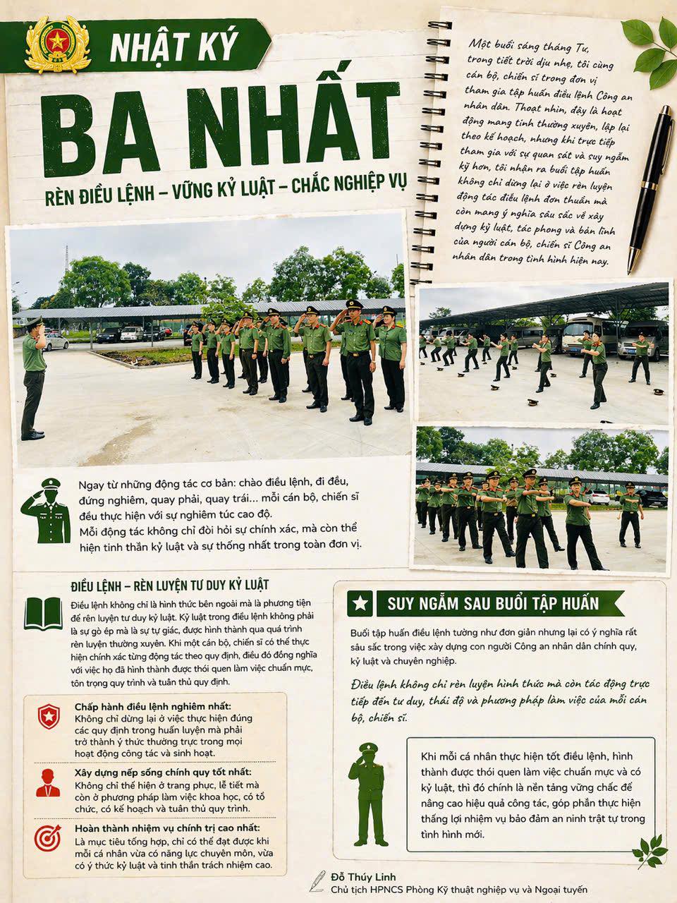NHẬT KÝ BA NHẤT - RÈN ĐIỀU LỆNH - VỮNG KỶ LUẬT - CHẮC NGHIỆP VỤ