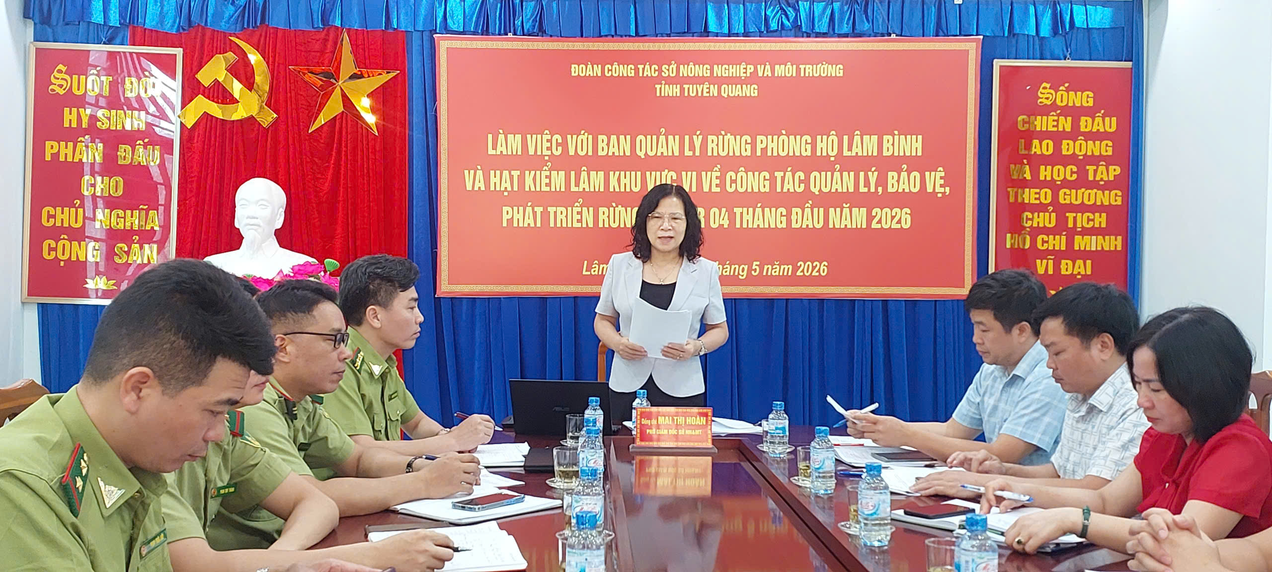 Đoàn công tác của Sở Nông nghiệp và Môi trường làm việc với Ban Quản lý rừng phòng hộ Lâm Bình và Hạt Kiểm lâm khu vực VI về công tác quản lý, bảo vệ và phát triển rừng 4 tháng đầu năm 2026.
