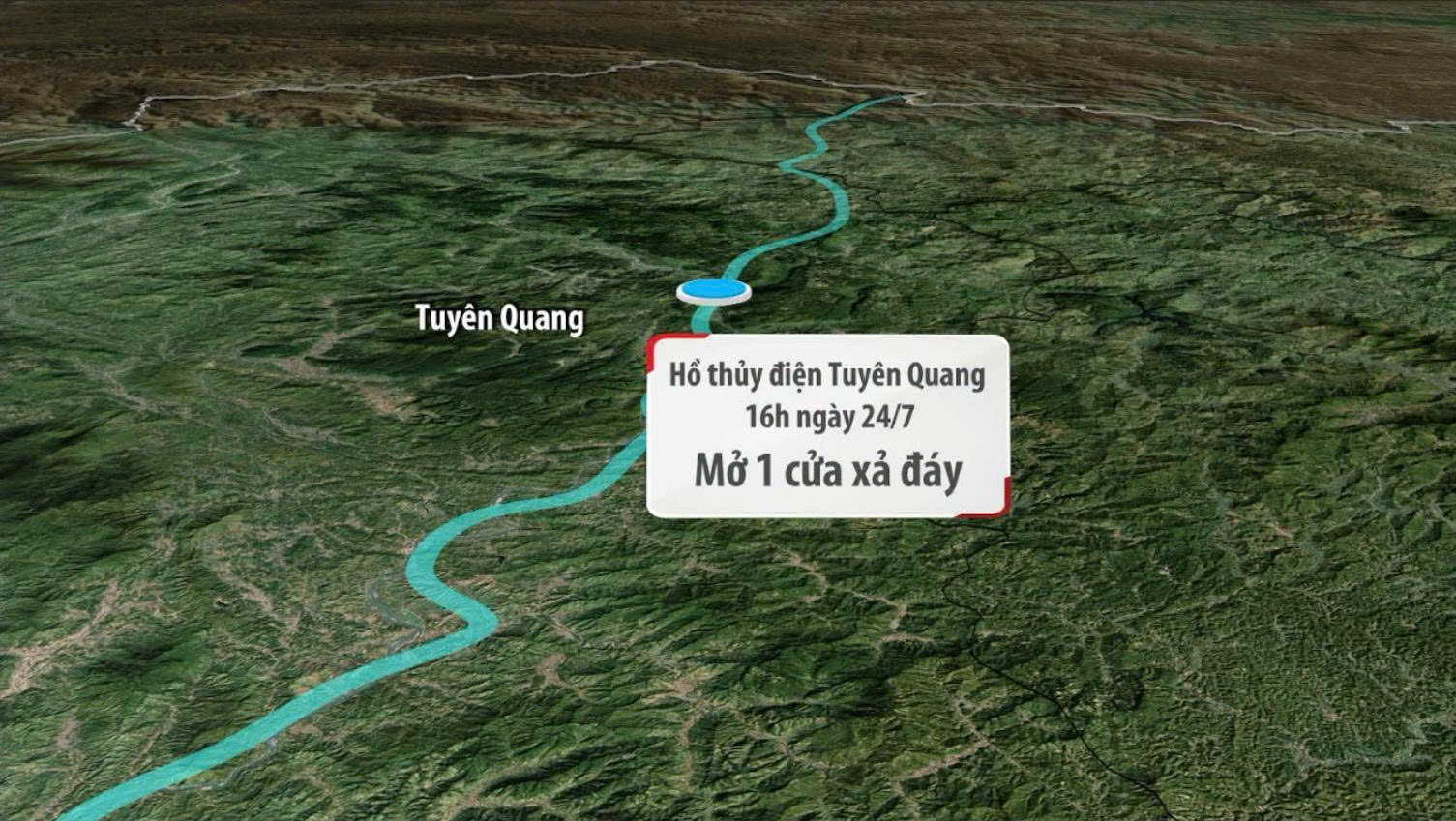 Thông báo mở 1 cửa xả đáy hồ Thủy điện Tuyên Quang 