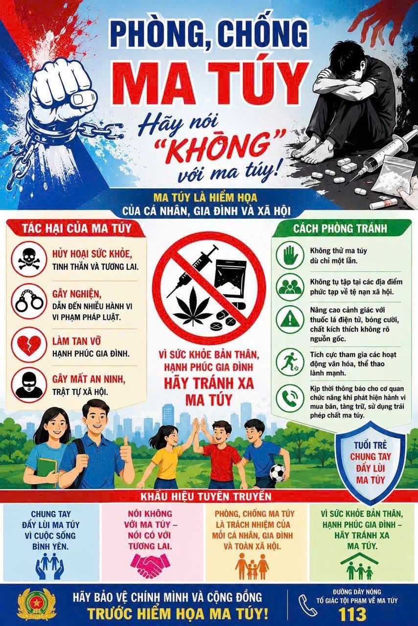 QUYẾT TÂM XÂY DỰNG XÃ TRUNG HÀ SẠCH MA TÚY – VÌ CUỘC SỐNG BÌNH YÊN