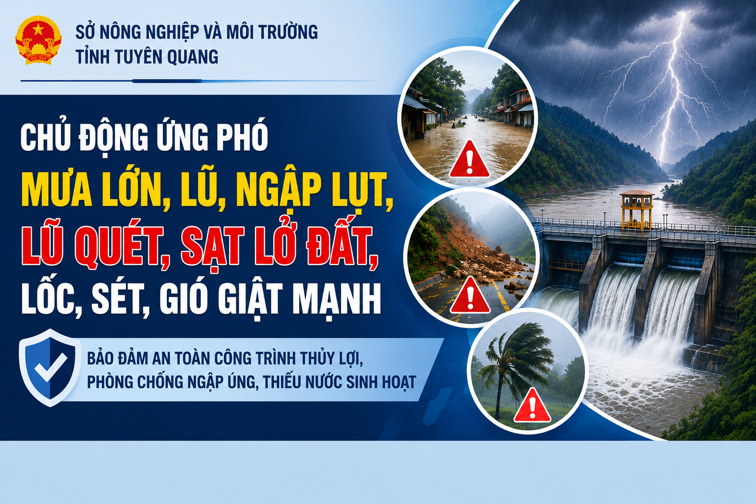 Chủ động ứng phó với mưa lớn, lũ, ngập lụt, lũ quét, sạt lở đất và bảo đảm an toàn công trình thủy lợi phòng chống ngập úng, thiếu nước sinh hoạt