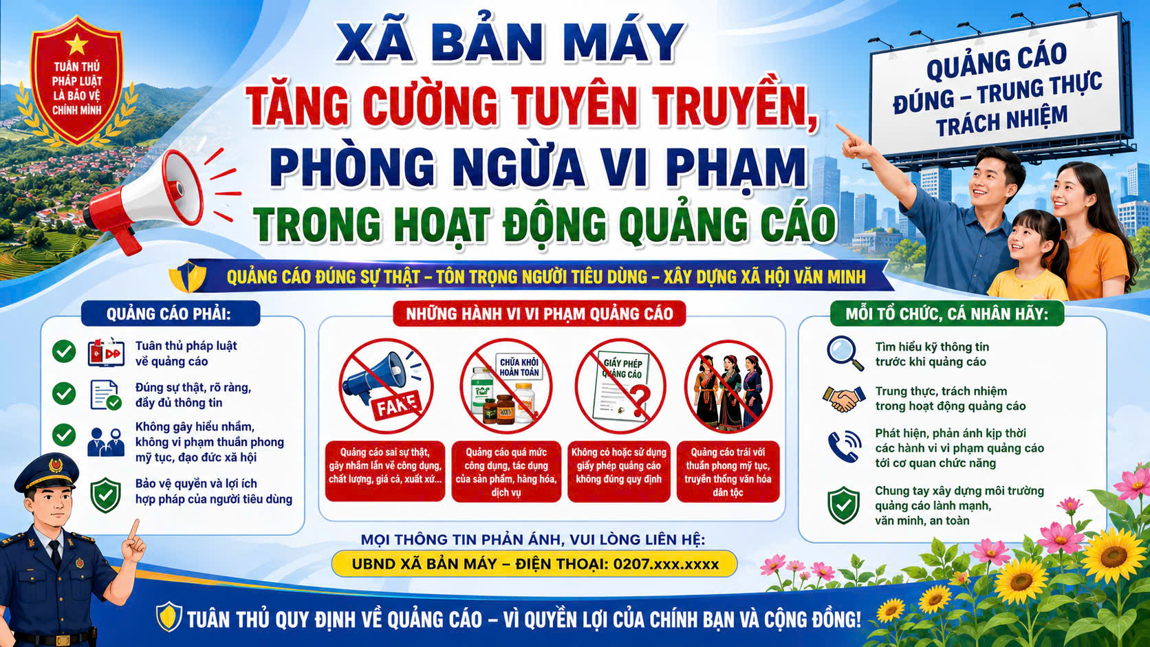 XÃ BẢN MÁY TĂNG CƯỜNG TUYÊN TRUYỀN, PHÒNG NGỪA VI PHẠM  TRONG HOẠT ĐỘNG QUẢNG CÁO