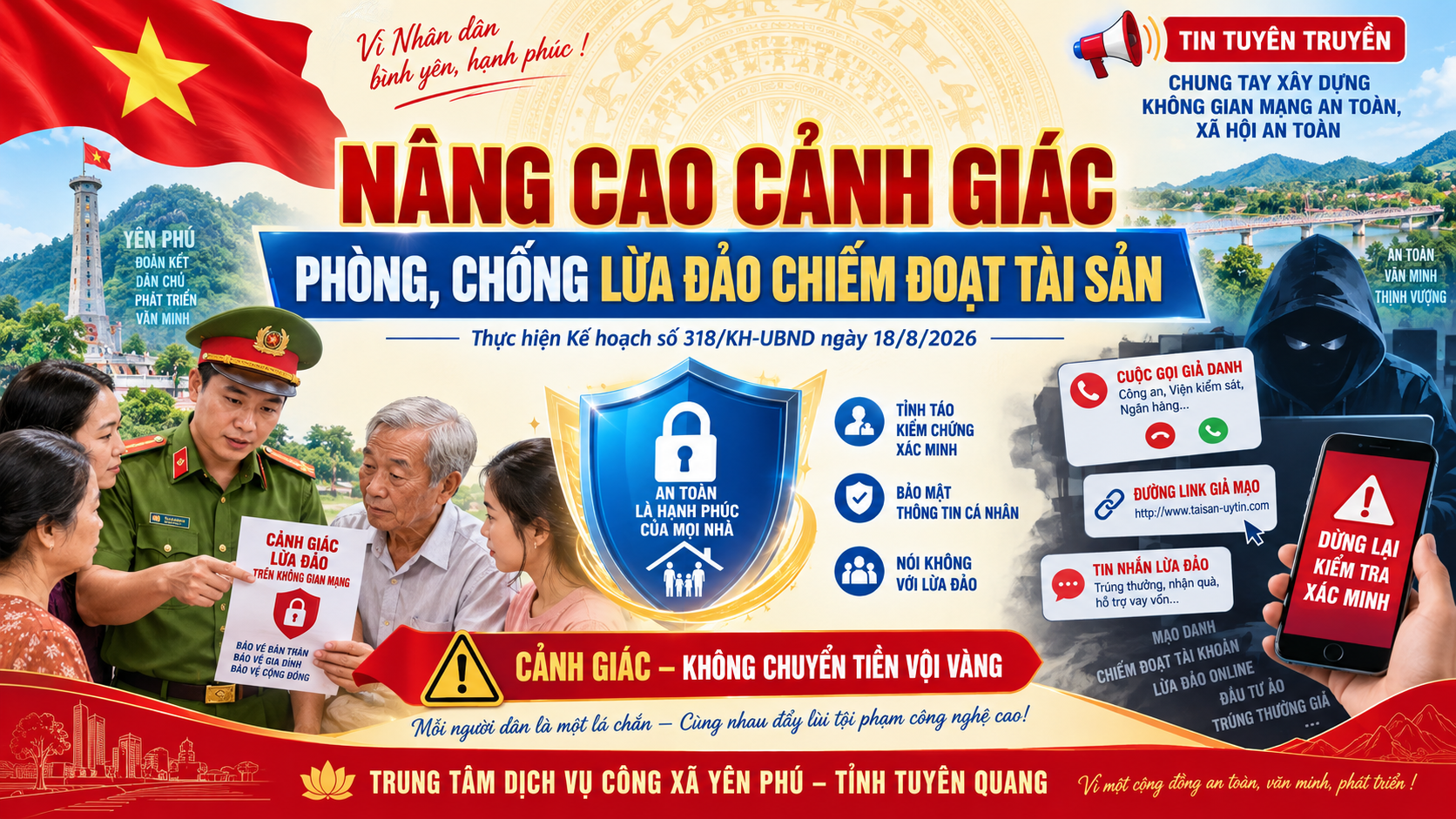 XÃ YÊN PHÚ TĂNG CƯỜNG TUYÊN TRUYỀN, PHÒNG NGỪA, NGĂN CHẶN VÀ XỬ LÝ HOẠT ĐỘNG LỪA ĐẢO CHIẾM ĐOẠT TÀI SẢN