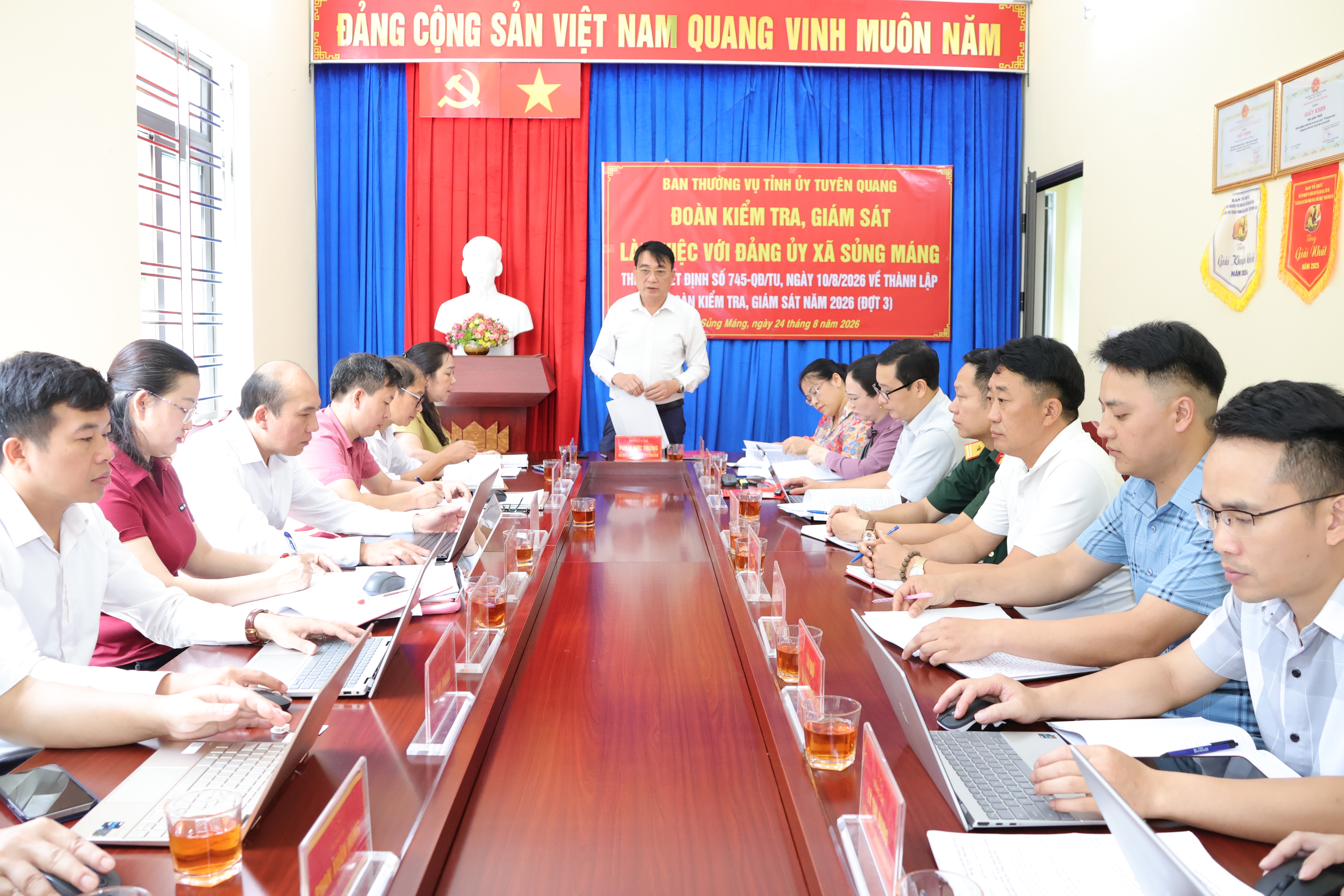 Đoàn Kiểm tra, giám sát của Ban Thường vụ Tỉnh ủy năm 2026 (đợt 3 đã có buổi làm việc với Ban Thường vụ Đảng ủy xã Sủng Máng 