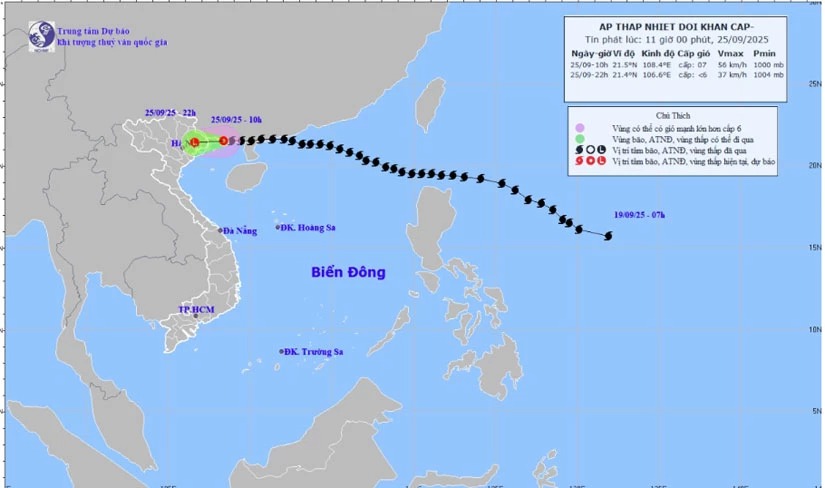 Áp thấp nhiệt đới suy yếu từ bão số 9, Tuyên Quang có mưa to