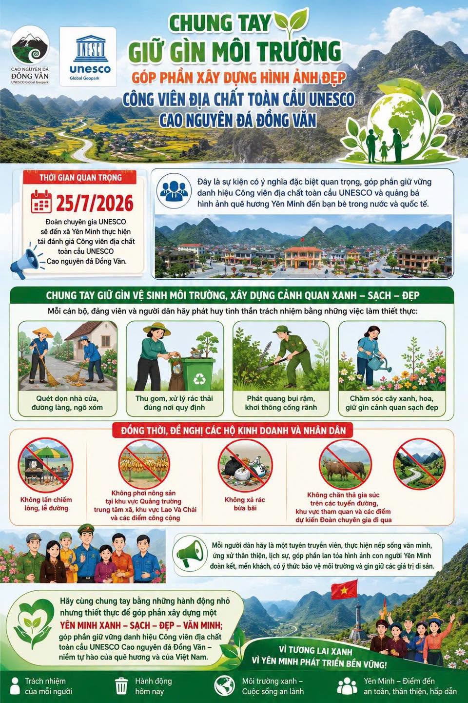 CHUNG TAY GIỮ GÌN MÔI TRƯỜNG – GÓP PHẦN XÂY DỰNG HÌNH ẢNH ĐẸP CÔNG VIÊN ĐỊA CHẤT TOÀN CẦU UNESCO CAO NGUYÊN ĐÁ ĐỒNG VĂN