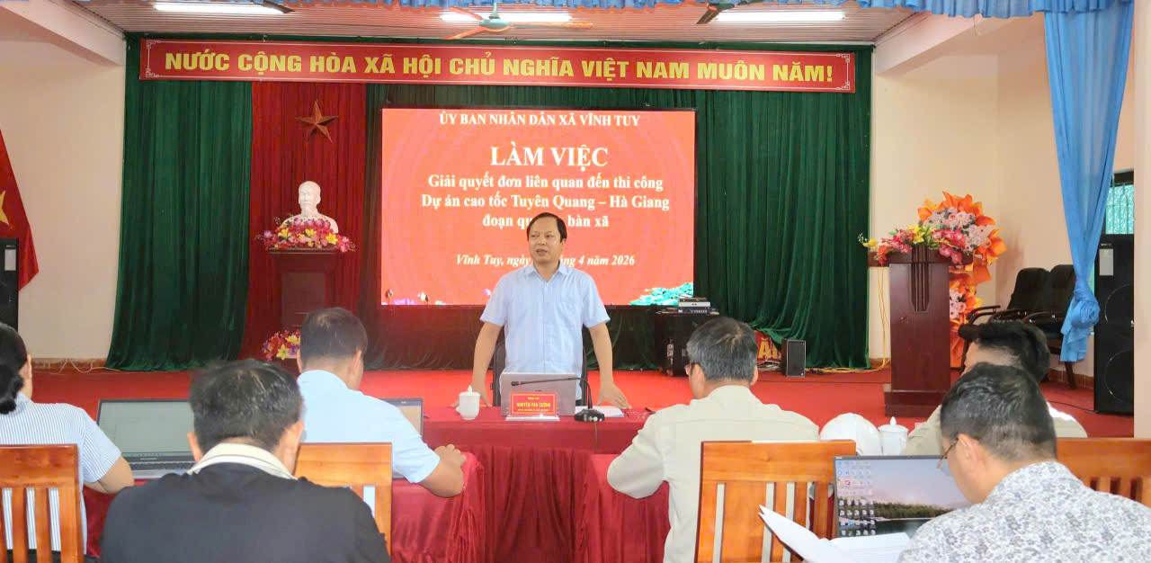 UBND xã Vĩnh Tuy tổ chức buổi làm việc giải quyết kiến nghị liên quan đến thi công Dự án cao tốc Tuyên Quang - Hà Giang