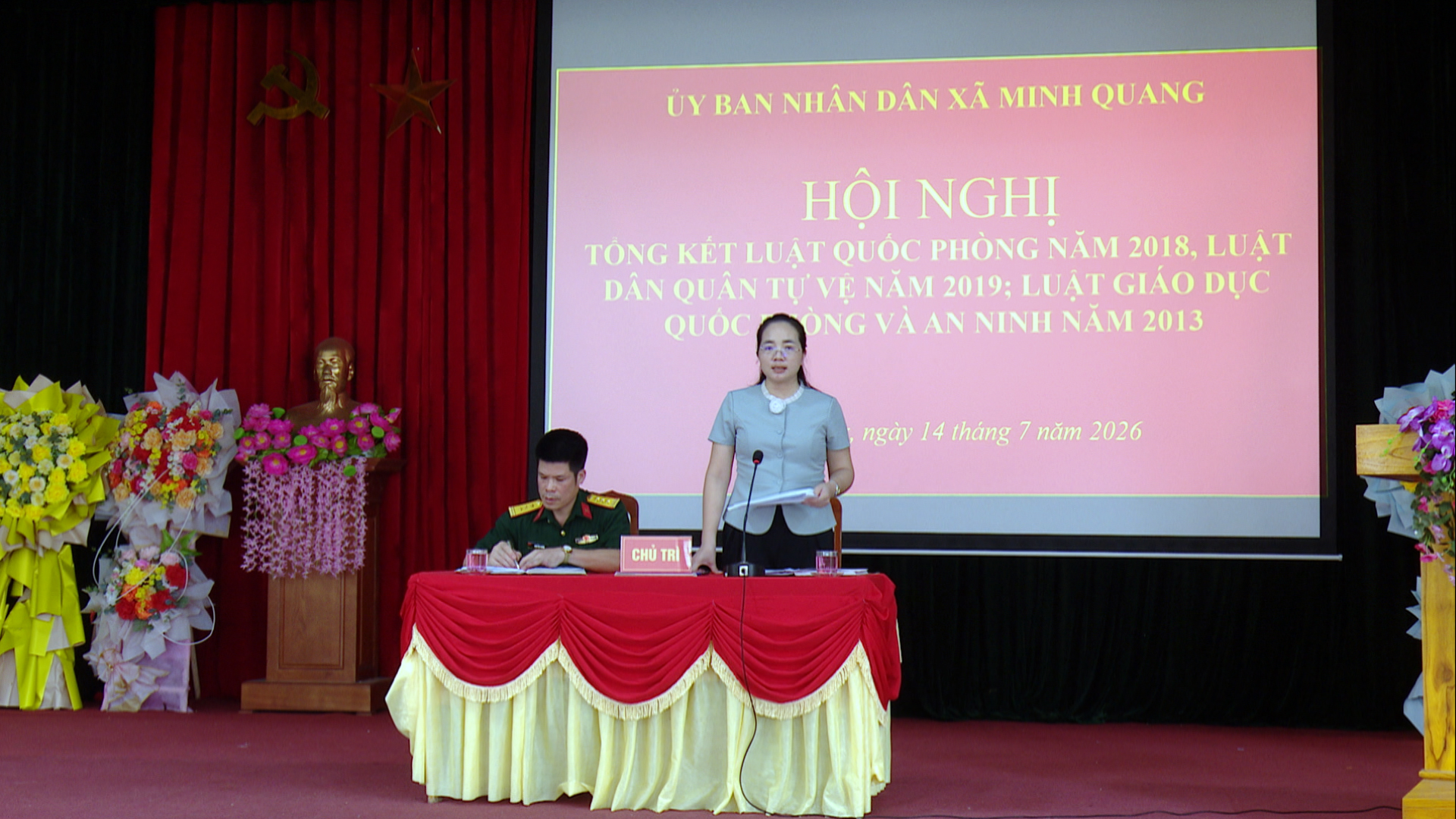 Xã Minh Quang tổ chức Hội nghị tổng kết thực hiện Luật Quốc phòng năm 2018, Luật Dân quân tự vệ năm 2019 và Luật Giáo dục quốc phòng và an ninh năm 2013