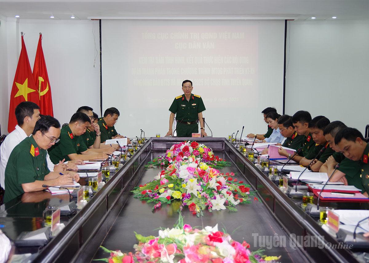 Cục Dân vận, Tổng cục Chính trị kiểm tra kết quả thực hiện công tác dân vận của lực lượng vũ trang tỉnh