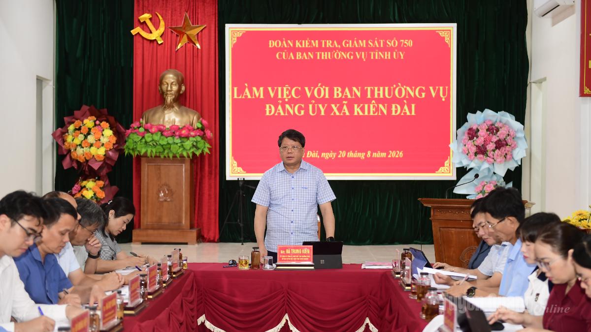 Đoàn Kiểm tra, giám sát số 750 của  Ban Thường vụ Tỉnh ủy làm việc với xã Kiên Đài về công tác cán bộ và chuyển đổi số