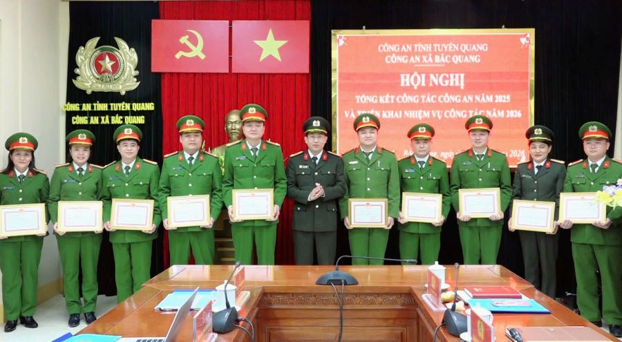 Công an xã Bắc Quang tổng kết công tác công an năm 2025, triển khai phương hướng nhiệm vụ công tác năm 2026