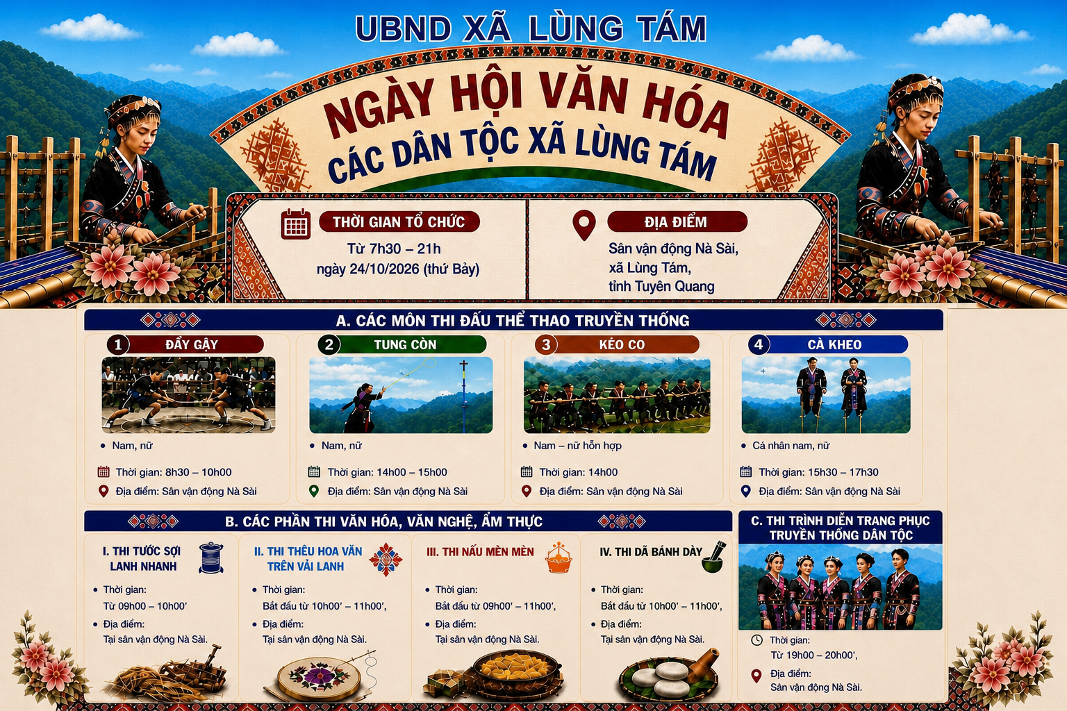 LÙNG TÁM HÂN HOAN CHÀO ĐÓN DU KHÁCH ĐẾN VỚI NGÀY HỘI VĂN HÓA CÁC DÂN TỘC NĂM 2026