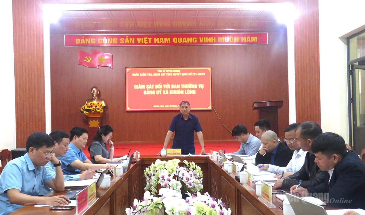 Đoàn kiểm tra, giám sát số 281 của Ban Thường vụ Tỉnh ủy làm việc với Ban Thường vụ Đảng ủy xã Khuôn Lùng