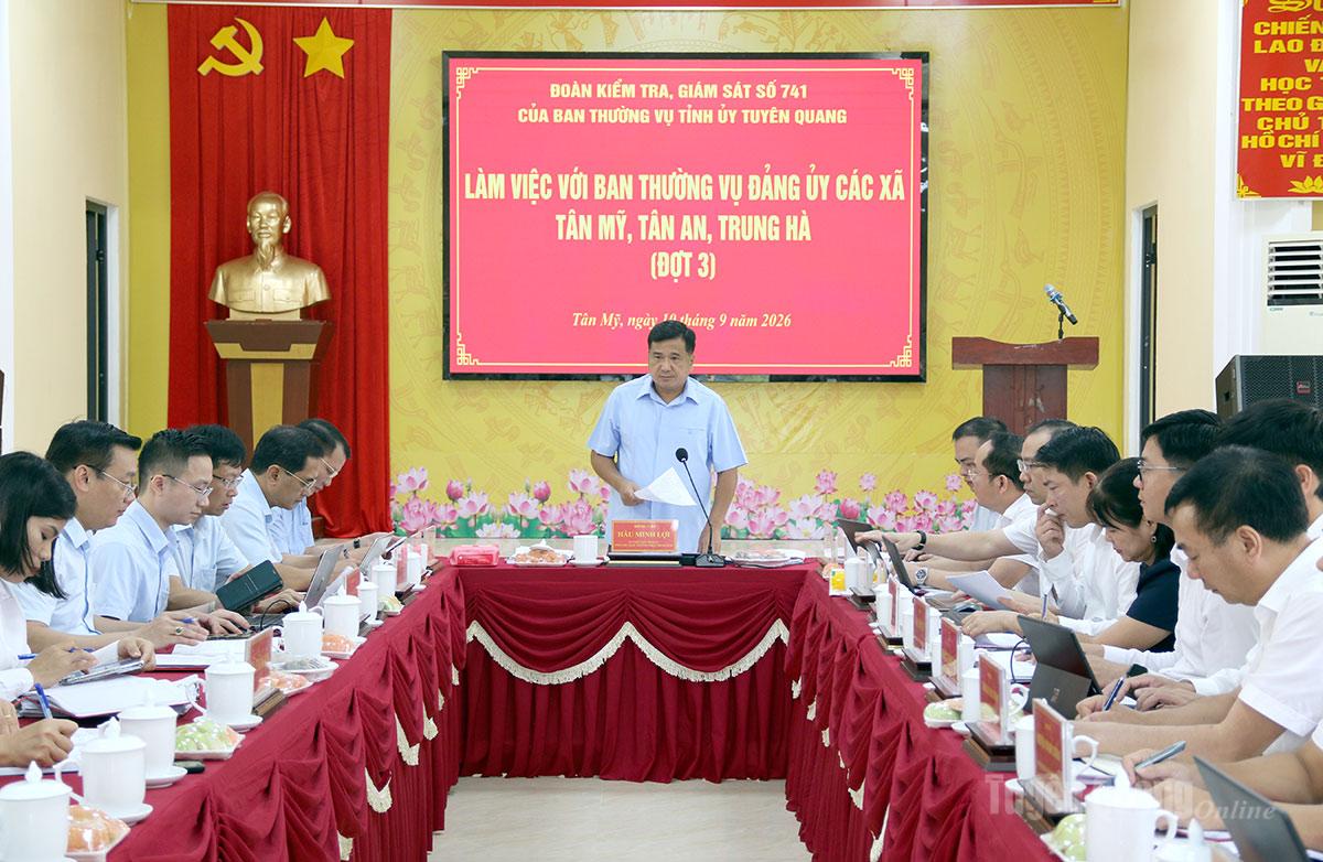 Đoàn công tác 741 của Ban Thường vụ Tỉnh ủy làm việc với Ban Thường vụ Đảng ủy các xã Tân Mỹ, Tân An, Trung Hà