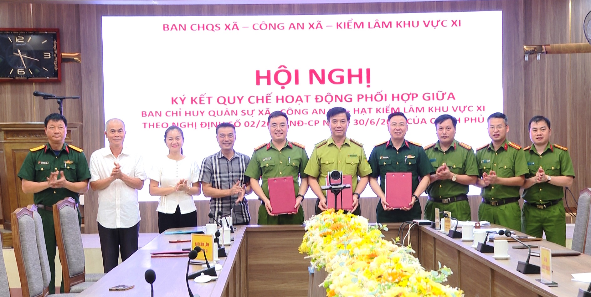 Ký kết quy chế hoạt động phối hợp giữa Ban chỉ huy quân sự - Công an – Kiểm lâm khu vực XI.