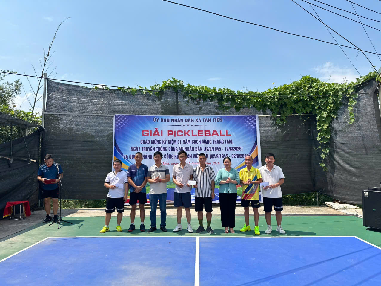 XÃ TÂN TIẾN TỔ CHỨC GIẢI PICKLEBALL KỶ NIỆM 81 NĂM CÁCH MẠNG THÁNG TÁM, NGÀY TRUYỀN THỐNG CÔNG AN NHÂN DÂN VÀ QUỐC KHÁNH 2/9