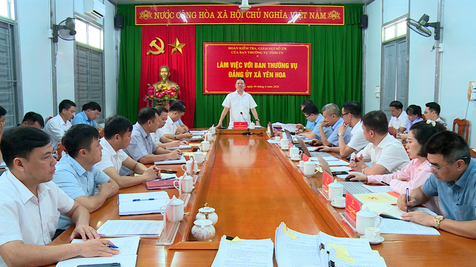 Đoàn kiểm tra, giám sát số 278 của Ban Thường vụ Tỉnh ủy làm việc tại xã Yên Hoa