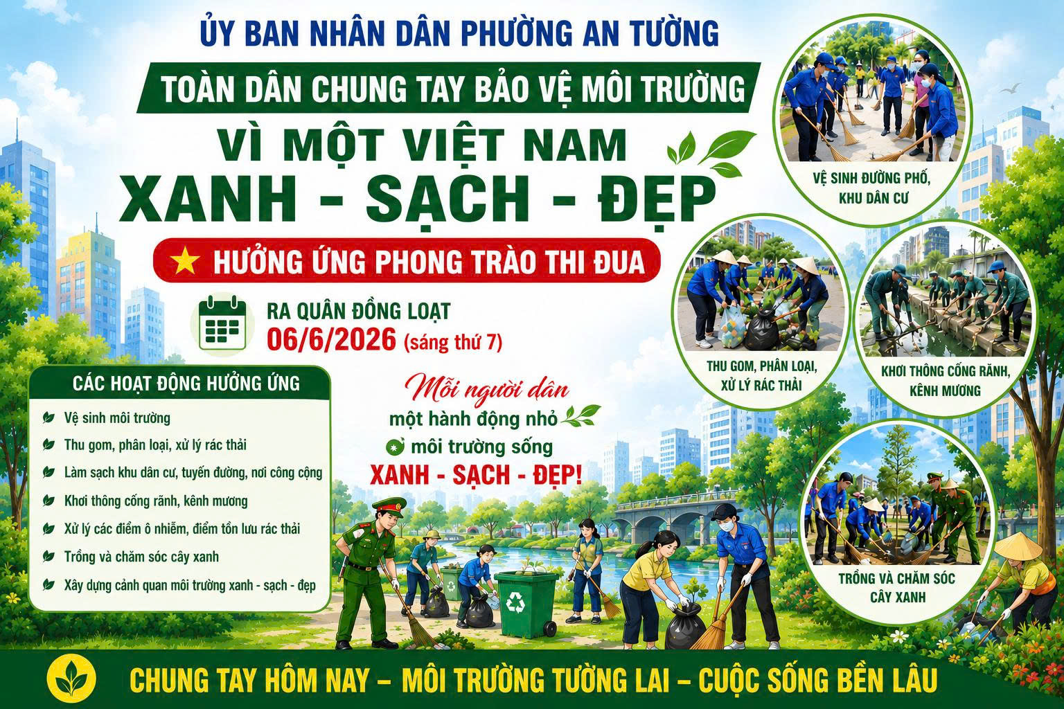 Phường An Tường hưởng ứng phong trào thi đua “Toàn dân chung tay bảo vệ môi trường, vì một Việt Nam xanh - sạch - đẹp”