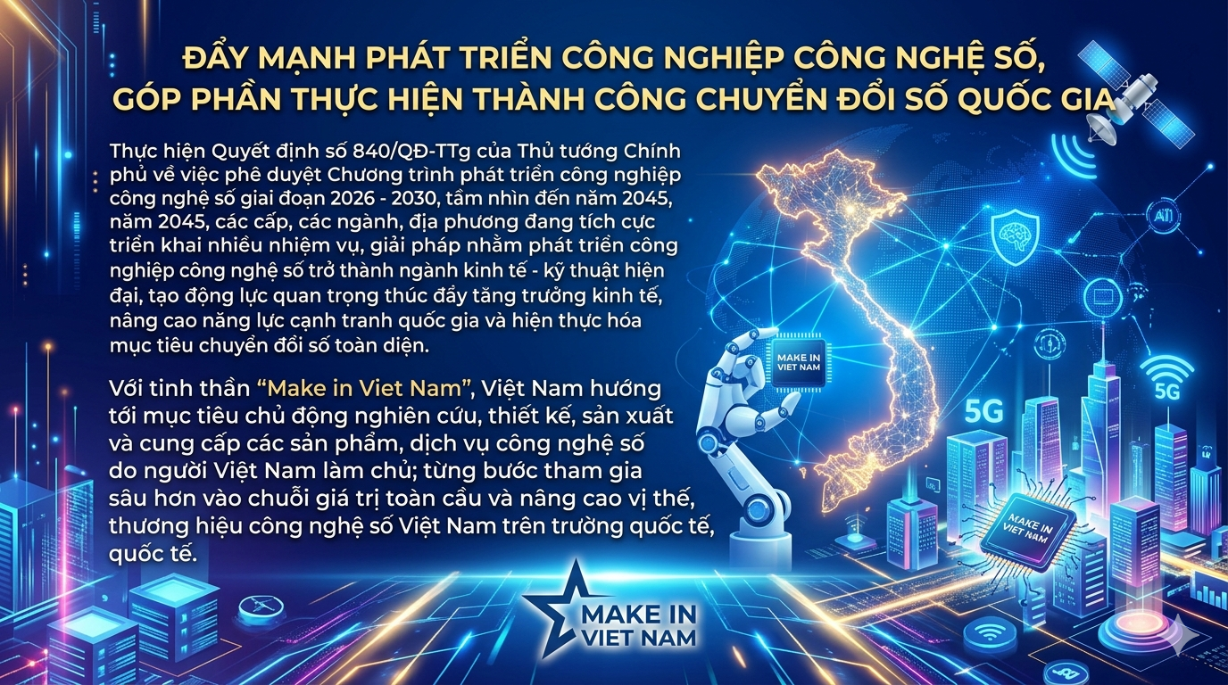 ĐẨY MẠNH PHÁT TRIỂN CÔNG NGHIỆP CÔNG NGHỆ SỐ, GÓP PHẦN THỰC HIỆN THÀNH CÔNG CHUYỂN ĐỔI SỐ QUỐC GIA