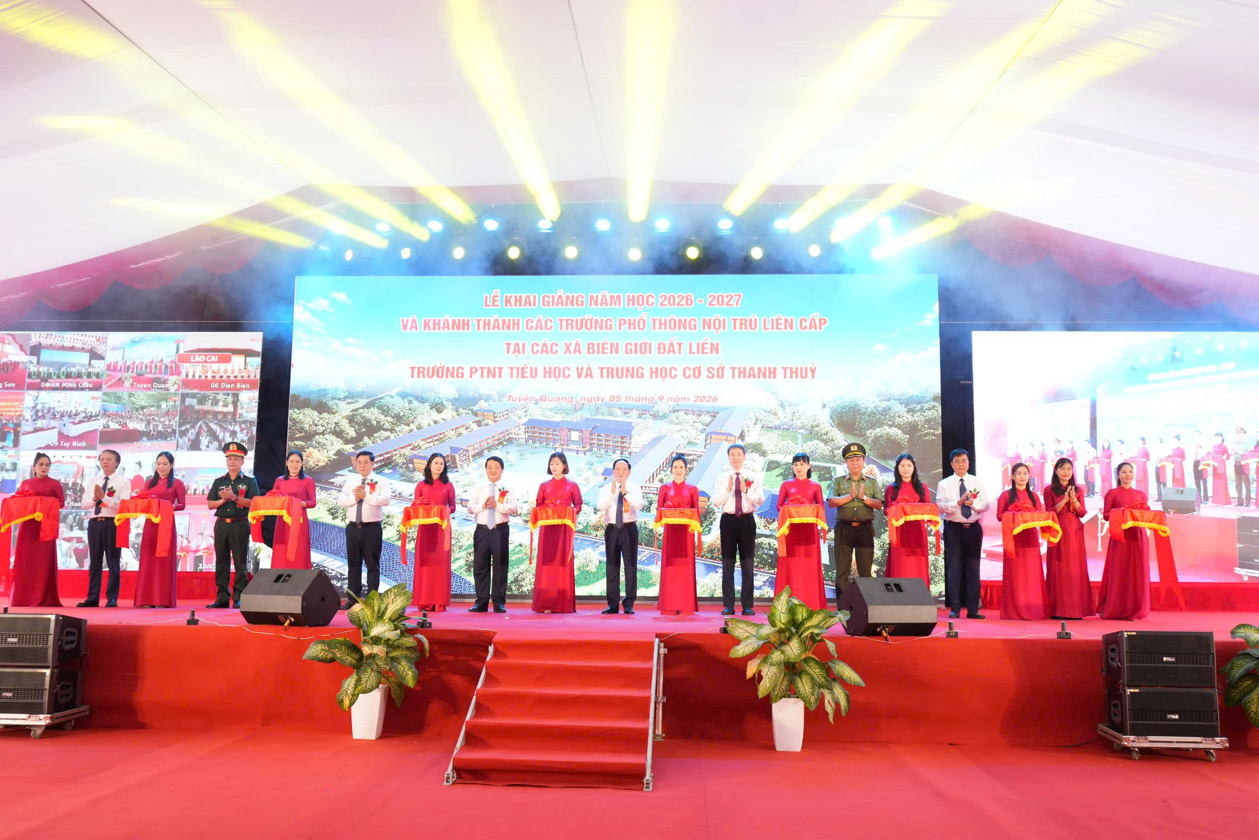 LỄ KHAI GIẢNG VÀ KHÁNH THÀNH TRƯỜNG NỘI TRÚ LIÊN CẤP TẠI XÃ BIÊN GIỚI THANH THỦY, TỈNH TUYÊN QUANG