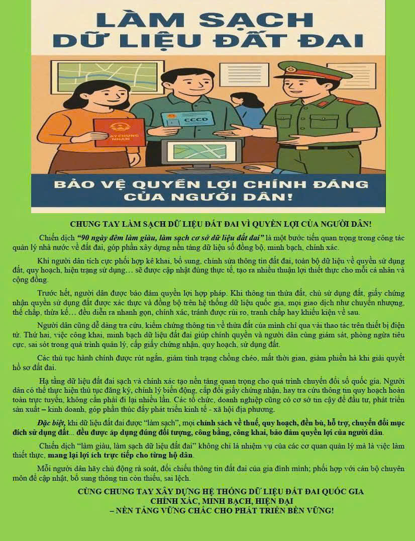 “Chiến dịch 90 ngày” làm giàu, làm sạch cơ sở dữ liệu quốc gia về đất đai