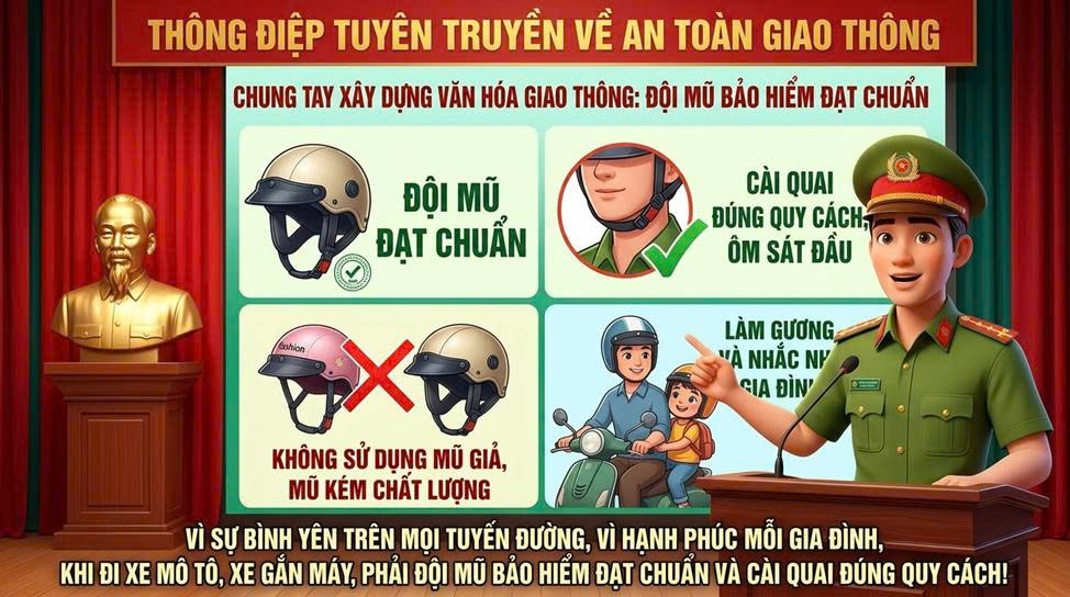 CÔNG AN XÃ THÁI SƠN KHUYẾN CÁO CHẤP HÀNH NGHIÊM VIỆC ĐỘI MŨ BẢO HIỂM ĐẠT CHUẨN - BẢO VỆ TÍNH MẠNG CHO CHÍNH MÌNH VÀ NGƯỜI THÂN! 