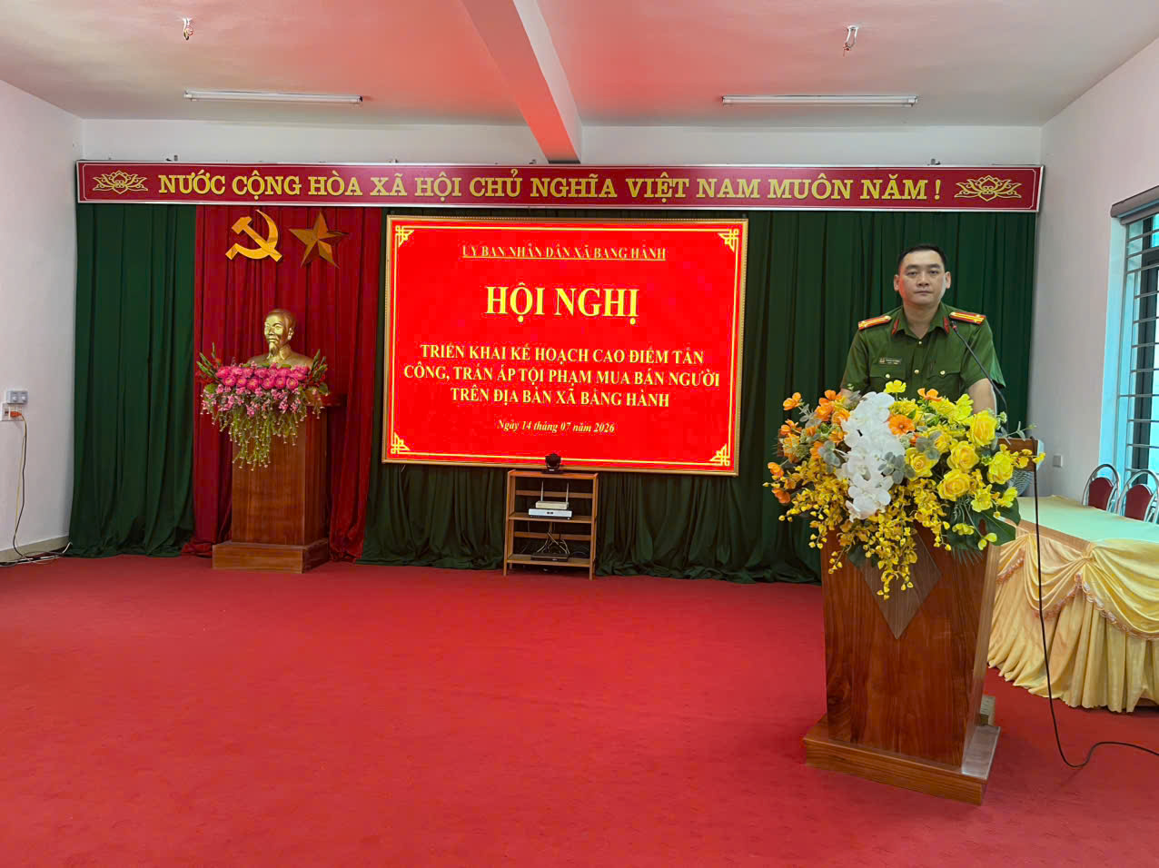 CÔNG AN XÃ BẰNG HÀNH TỔ CHỨC HỘI NGHỊ TUYÊN TRUYỀN VÀ TRIỂN KHAI KẾ HOẠCH CAO ĐIỂM TẤN CÔNG, TRẤN ÁP TỘI PHẠM MUA BÁN NGƯỜI