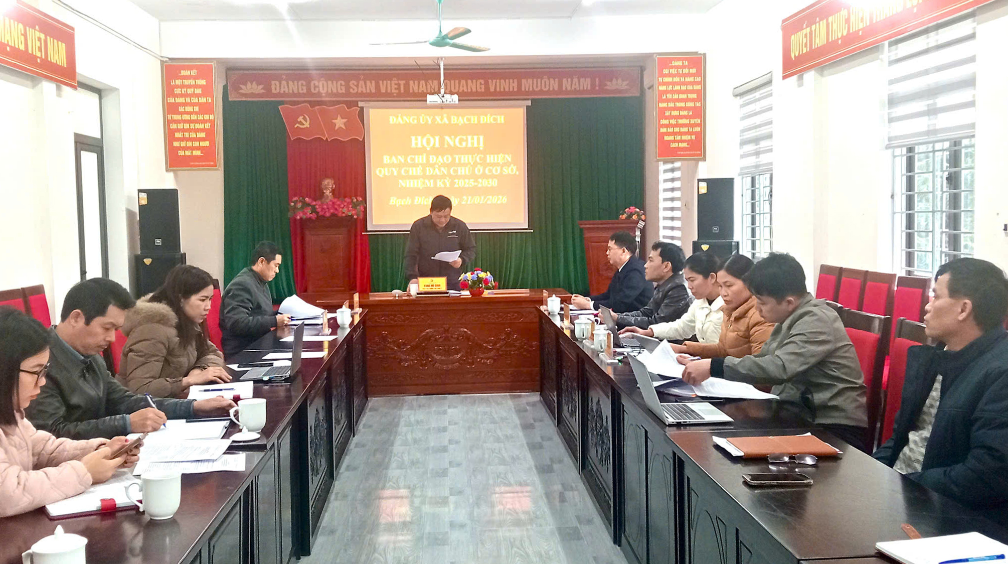 Xã Bạch Đích tổ chức Hội nghị Ban chỉ đạo thực hiện quy chế dân chủ ở cơ sở