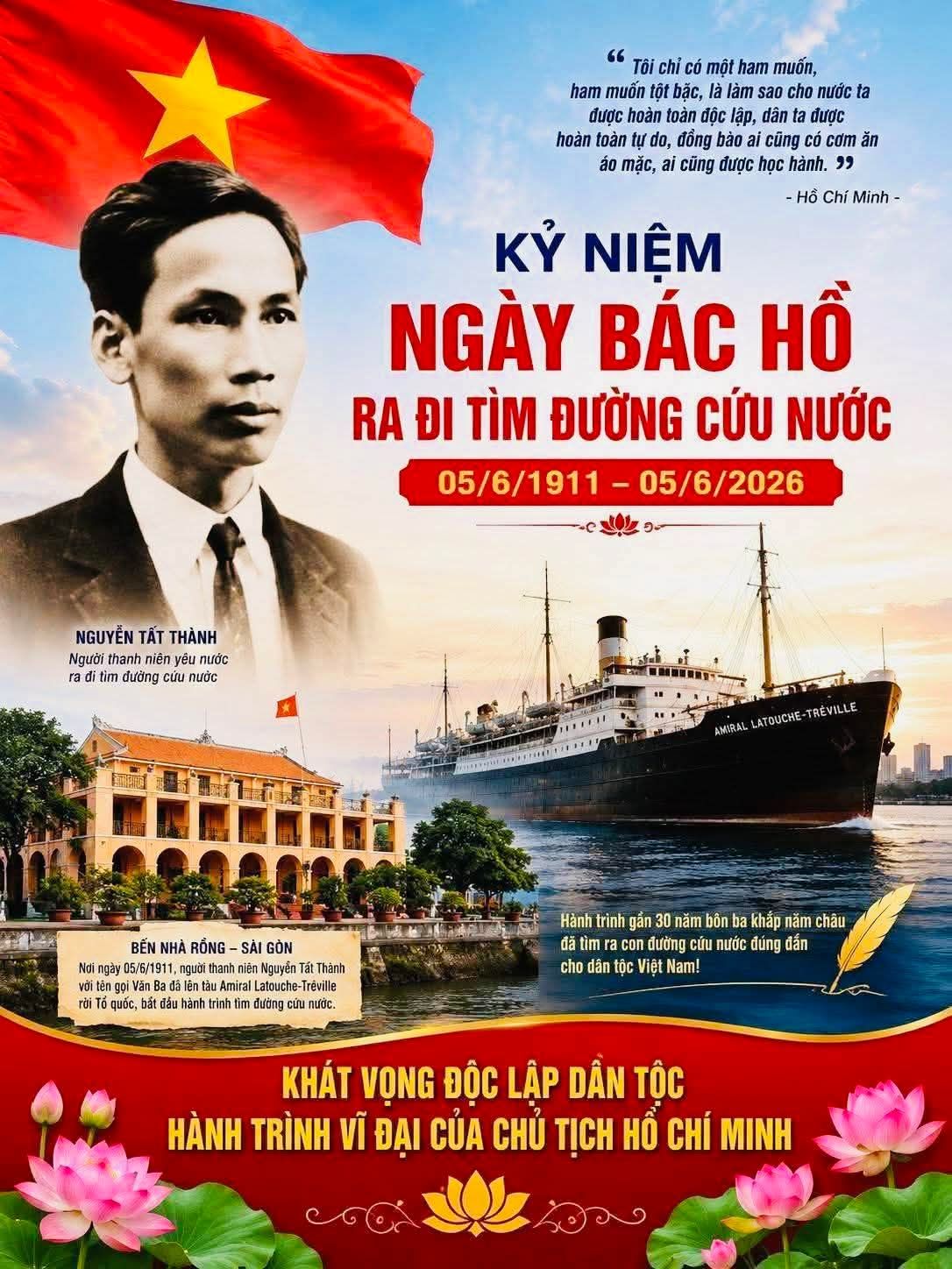 KỶ NIỆM 115 NĂM NGÀY BÁC HỒ RA ĐI TÌM ĐƯỜNG CỨU NƯỚC 05/6/1911 - 05/6/2026