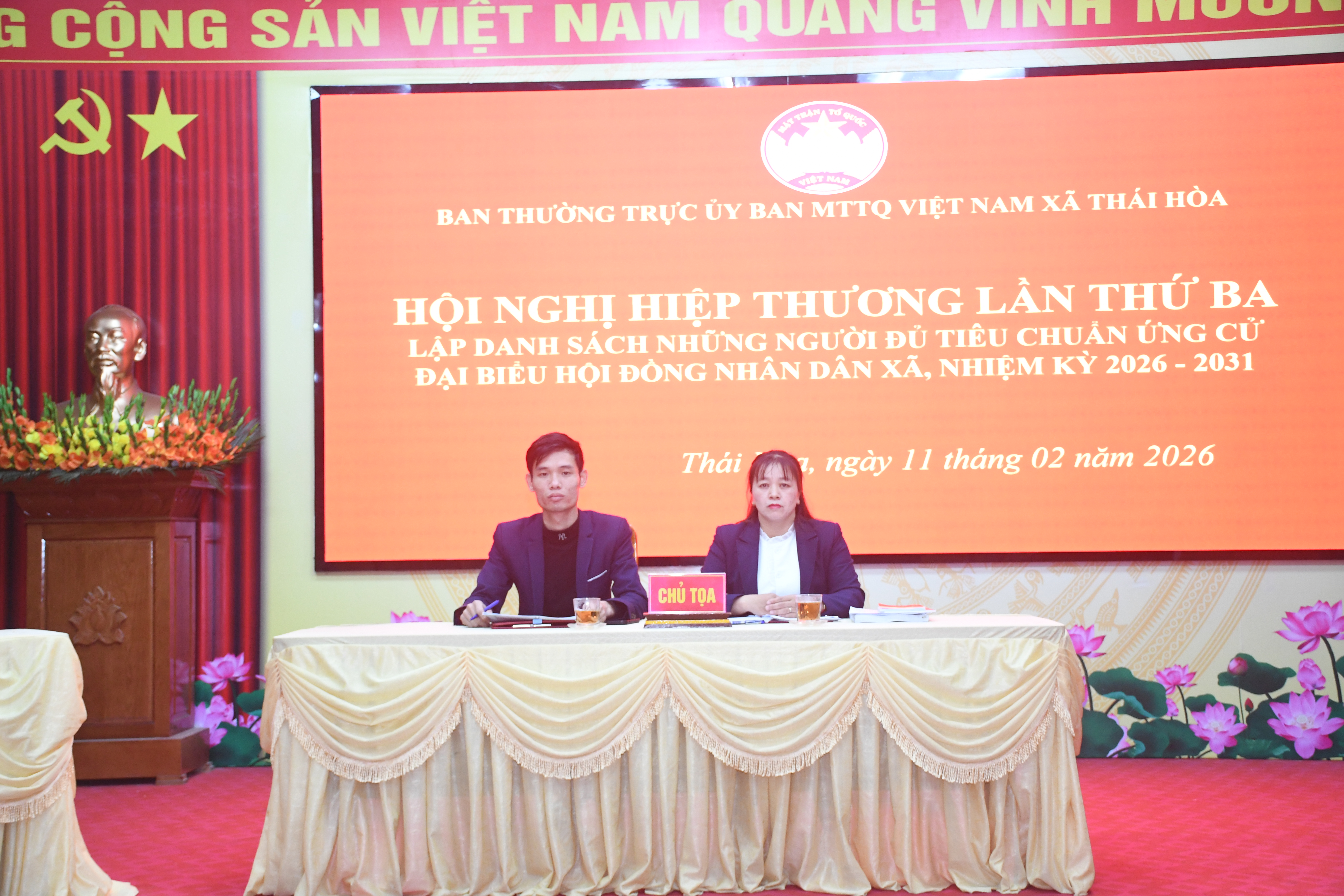 Hội nghị hiệp thương lần thứ ba lập danh sách những người ứng cử đại biểu HĐND xã Thái Hòa nhiệm kỳ 2026–2031