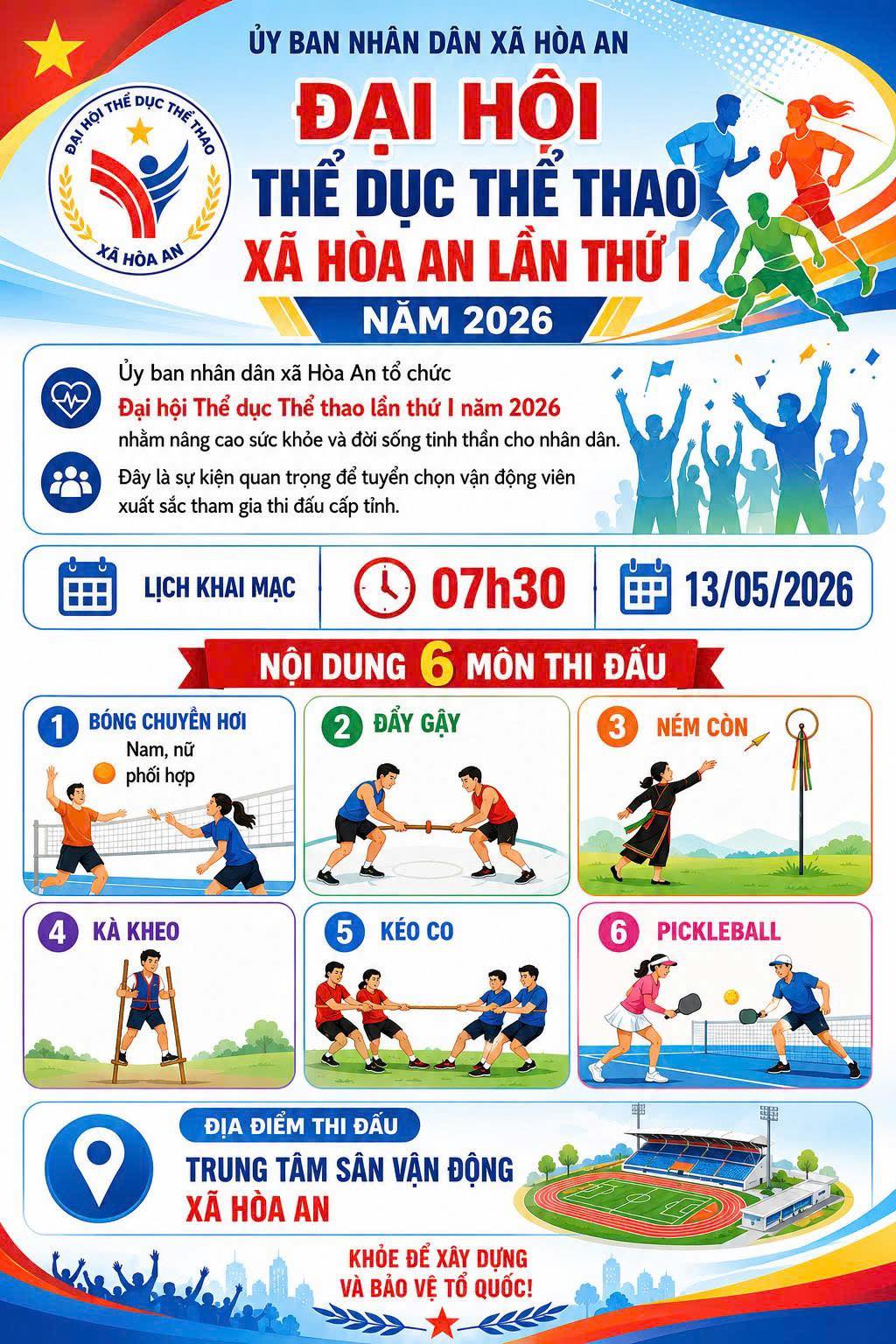 Infographic: ĐẠI HỘI TDTT XÃ HÒA AN LẦN THỨ I NĂM 2026