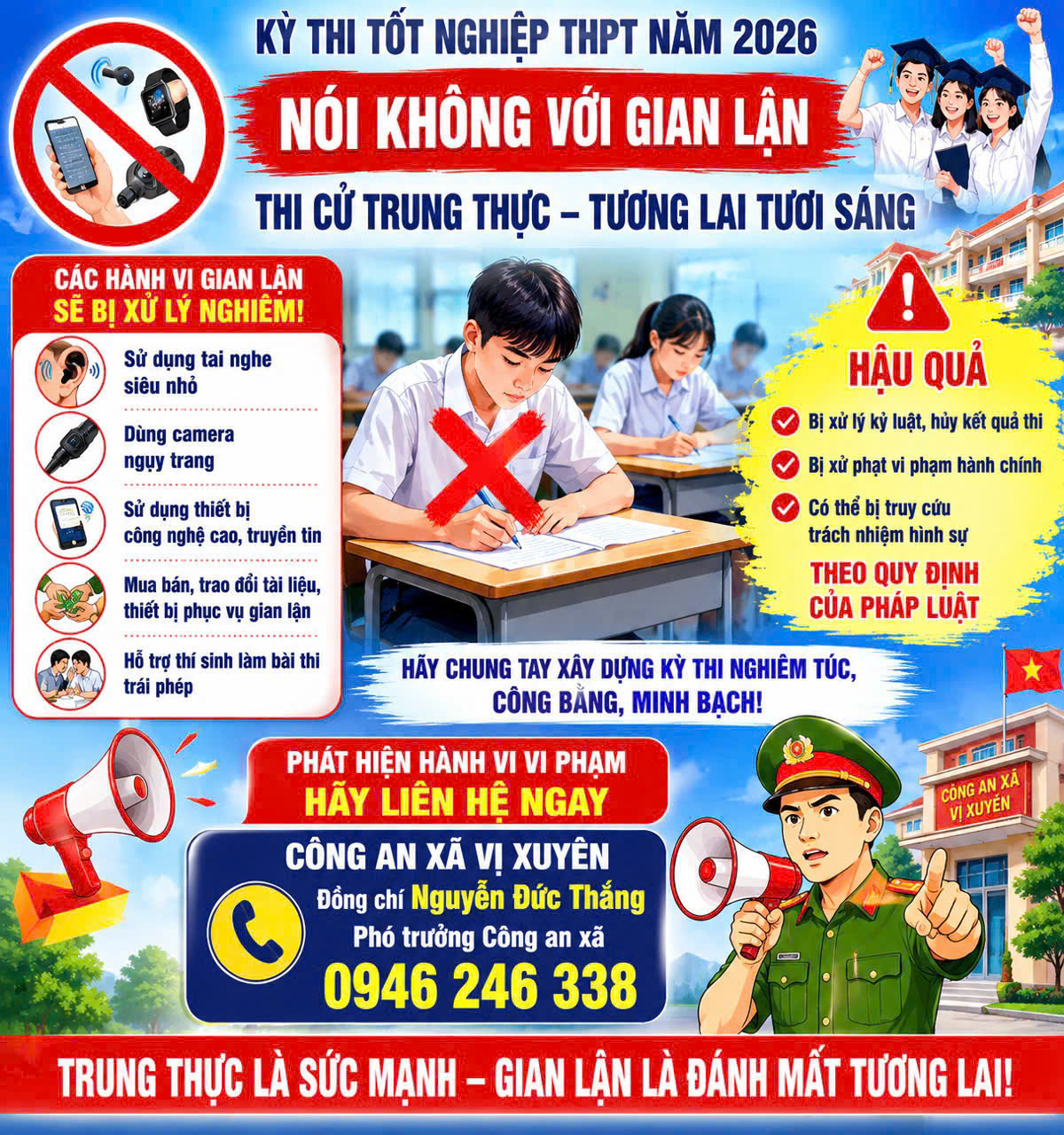 CẢNH BÁO: SỬ DỤNG TAI NGHE SIÊU NHỎ, CAMERA NGỤY TRANG ĐỂ GIAN LẬN THI CỬ CÓ THỂ BỊ XỬ LÝ HÌNH SỰ 