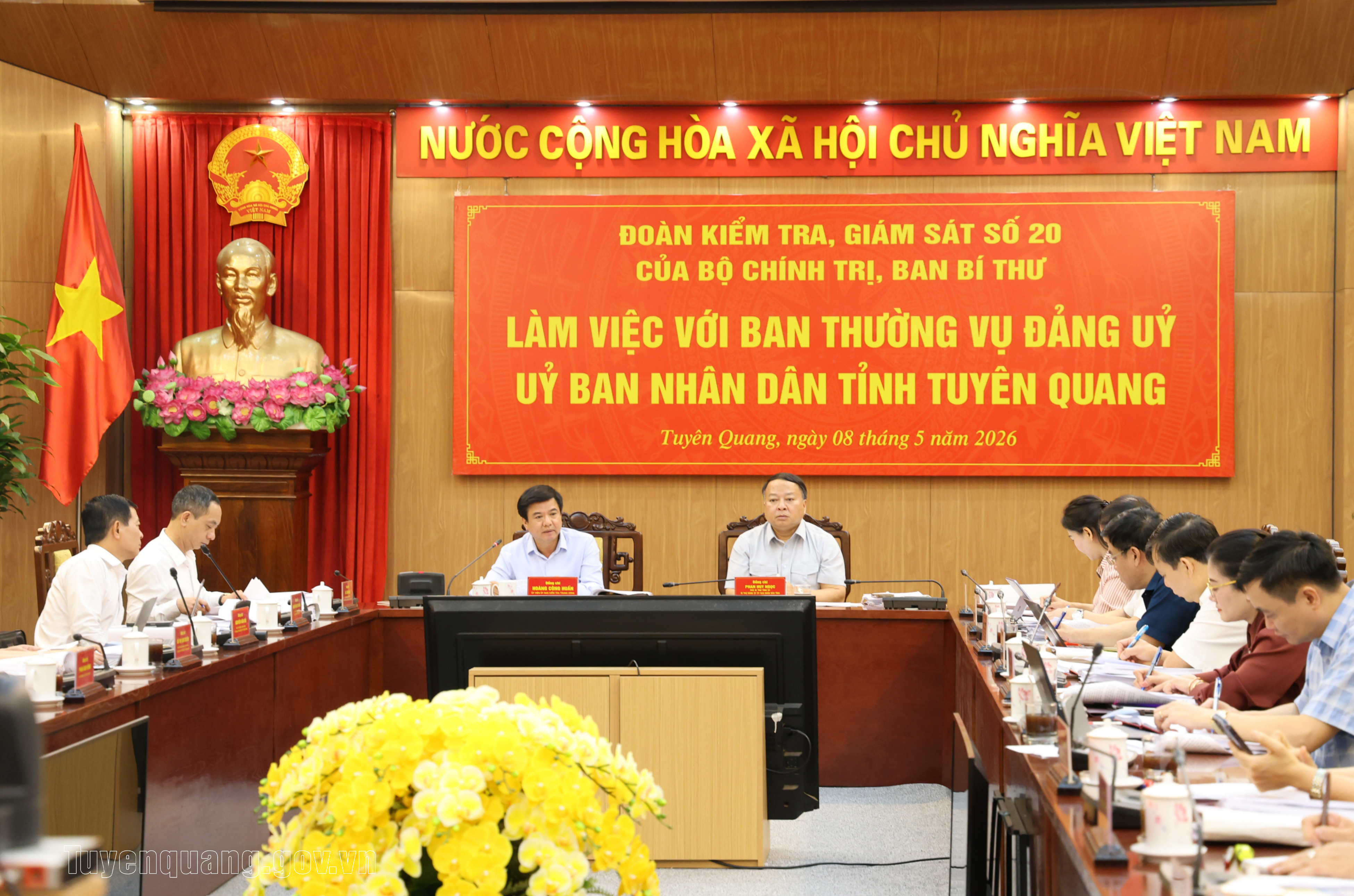 Đoàn kiểm tra, giám sát số 20 của Bộ Chính trị, Ban Bí thư làm việc với Đảng ủy UBND tỉnh