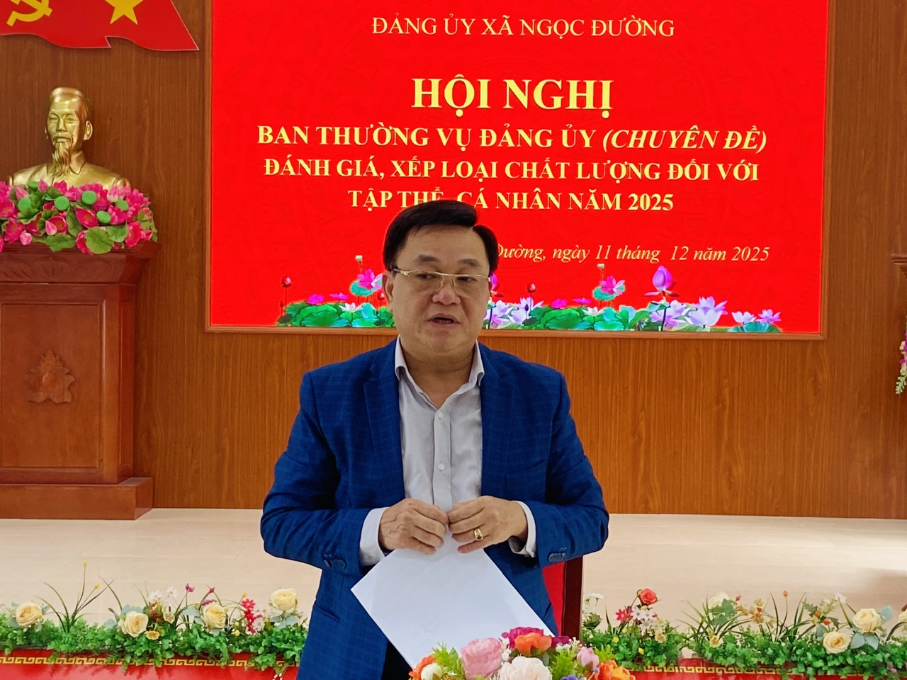 Hội nghị Ban Thường vụ Đảng ủy xã Ngọc Đường (chuyên đề) đánh giá, xếp loại chất lượng đối với tập thể, cá nhân năm 2025