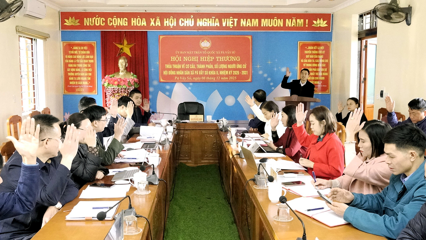 Hội nghị hiệp thương thỏa thuận về cơ cấu, thành phần, số lượng người ứng cử HĐND xã Pà Vầy Sủ khóa II, nhiệm kỳ 2026-2031
