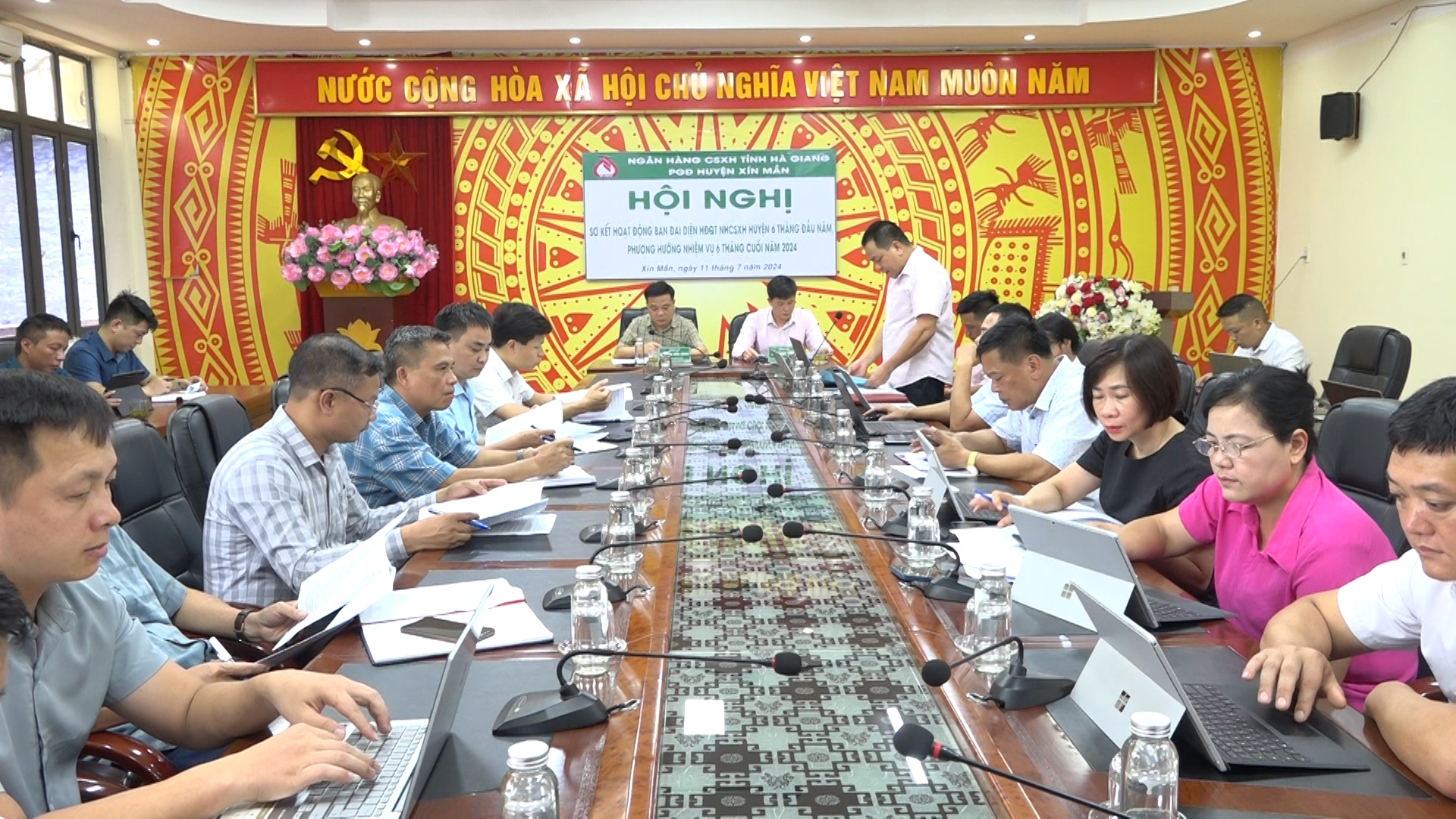 Hội nghị sơ kết Ban Đại diện HĐQT Ngân hàng CSXH huyện Xín Mần 6 tháng đầu năm 2024